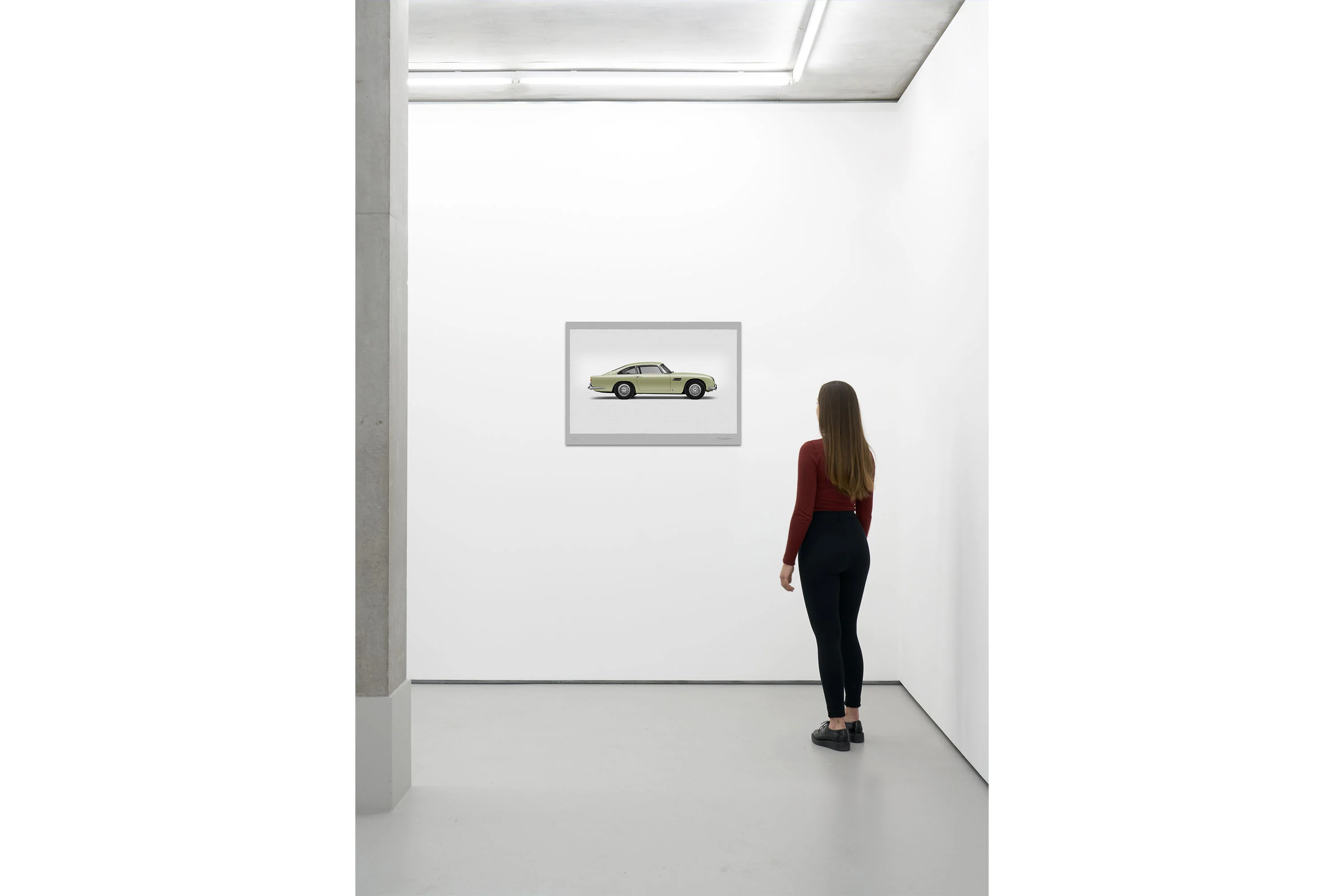 Aston Martin DB5 Vantage - 100cm Large Half Tone Flat Bed Print - Side View - Image 10