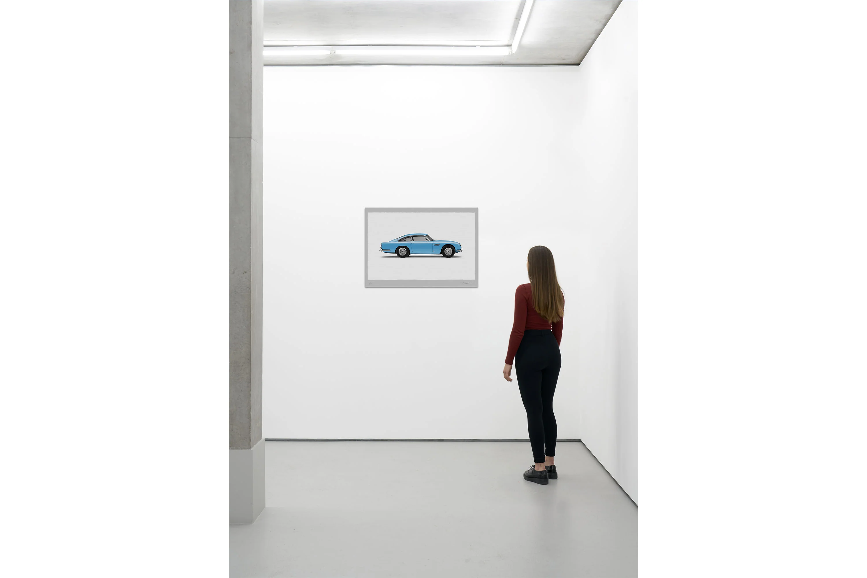 Aston Martin DB5 Vantage - 100cm Large Half Tone Flat Bed Print - Side View - Image 12