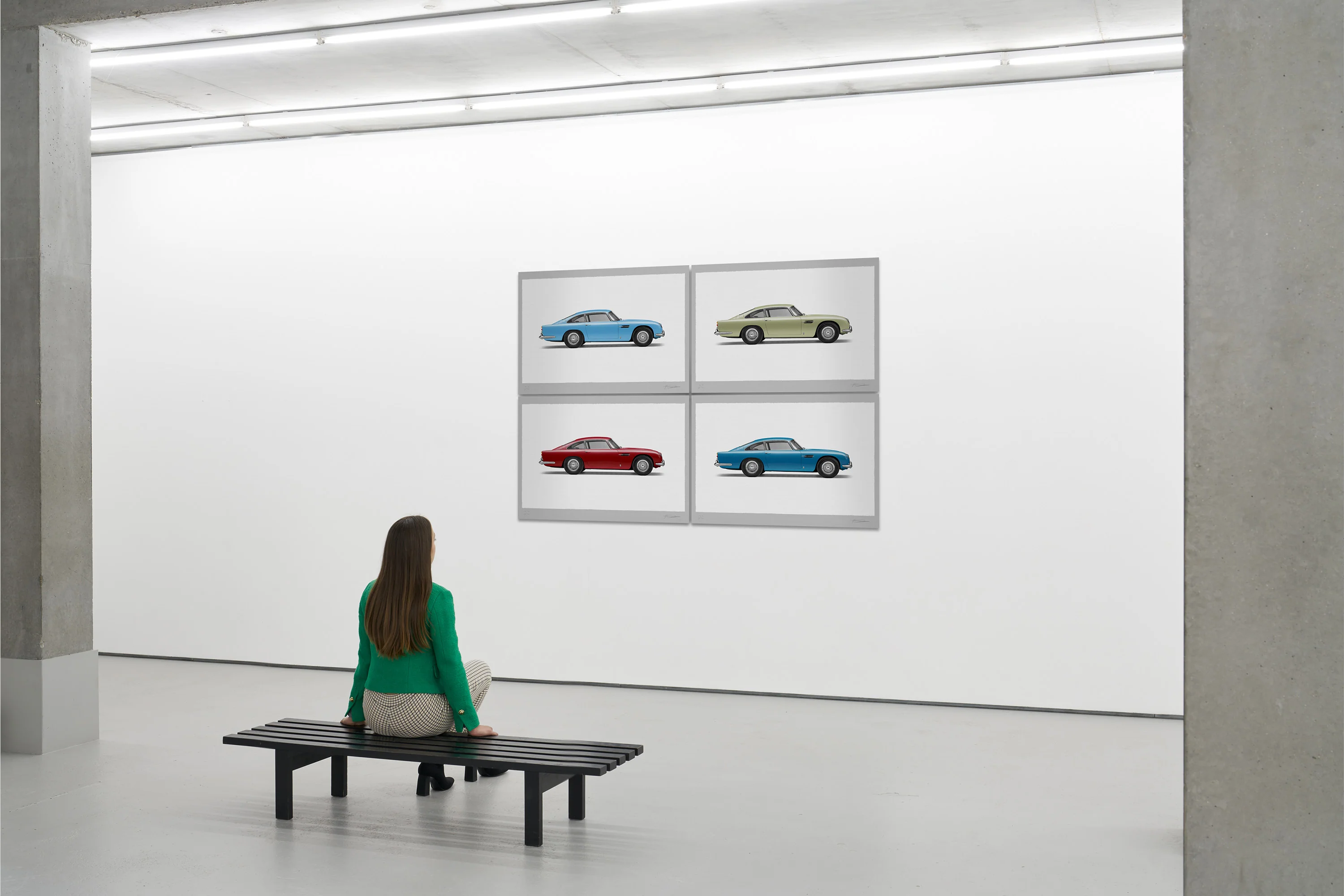 Aston Martin DB5 Vantage - 100cm Large Half Tone Flat Bed Print - Side View - Image 13