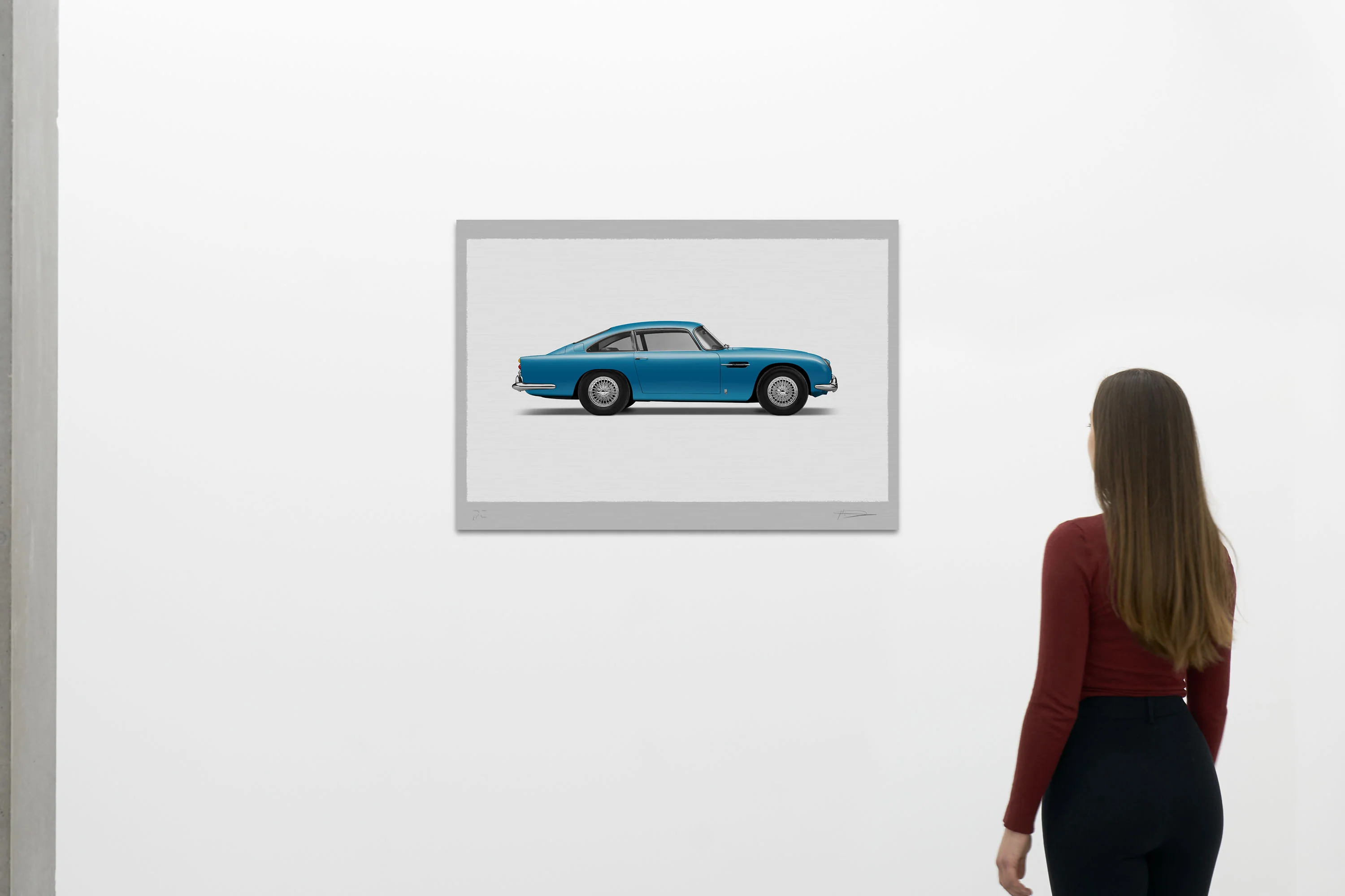 Aston Martin DB5 Vantage - 100cm Large Half Tone Flat Bed Print - Side View - Image 14
