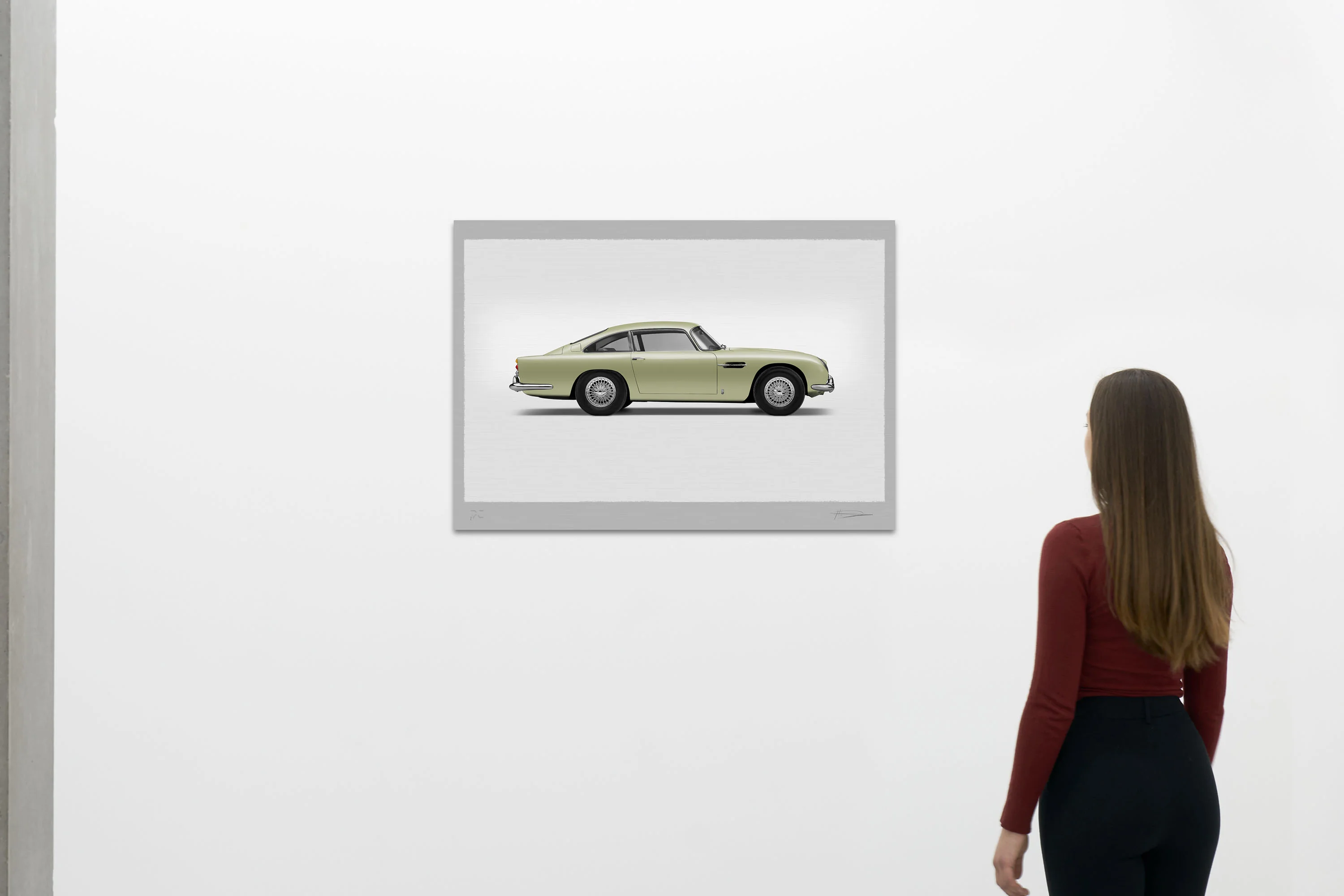 Aston Martin DB5 Vantage - 100cm Large Half Tone Flat Bed Print - Side View - Image 15