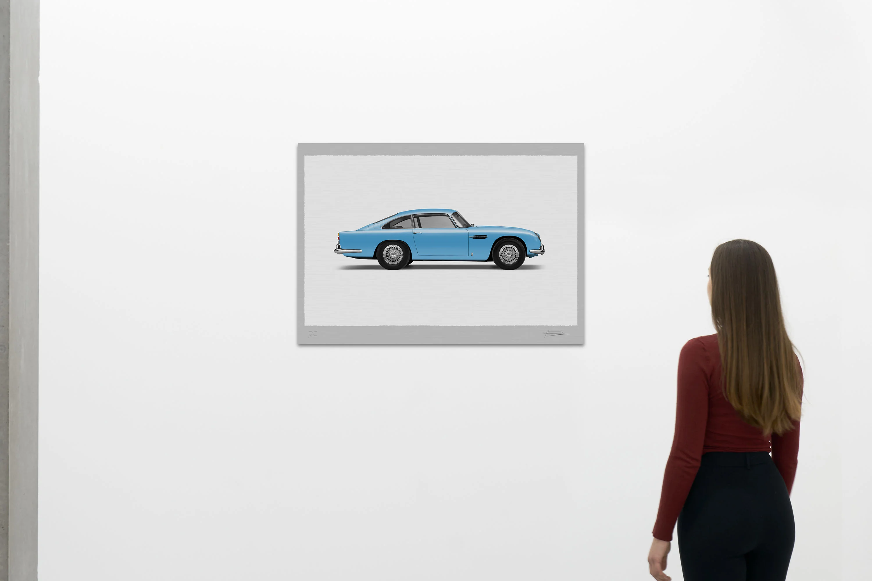 Aston Martin DB5 Vantage - 100cm Large Half Tone Flat Bed Print - Side View - Image 17