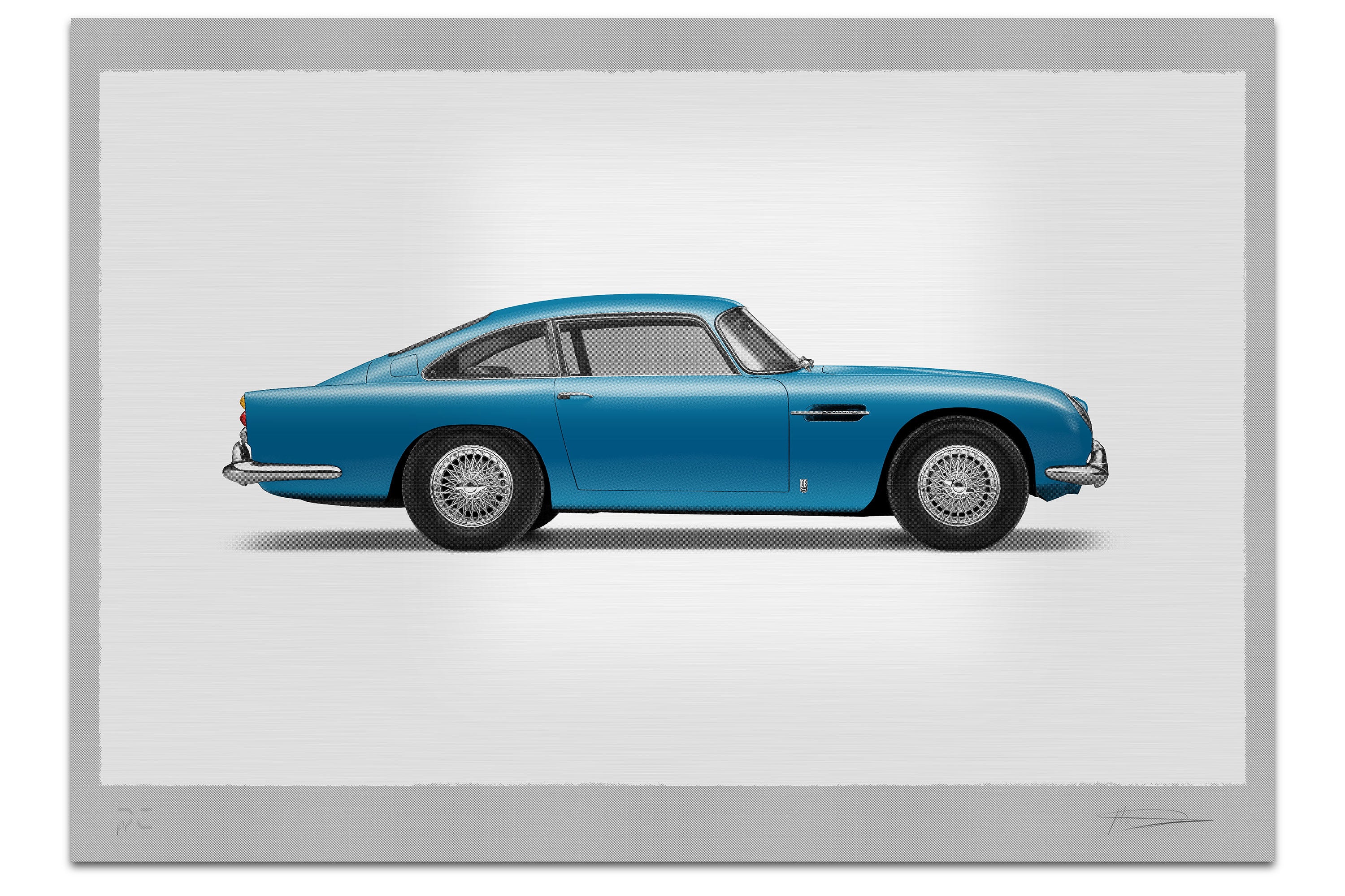 Aston Martin DB5 Vantage - 100cm Large Half Tone Flat Bed Print - Side View - Image 4