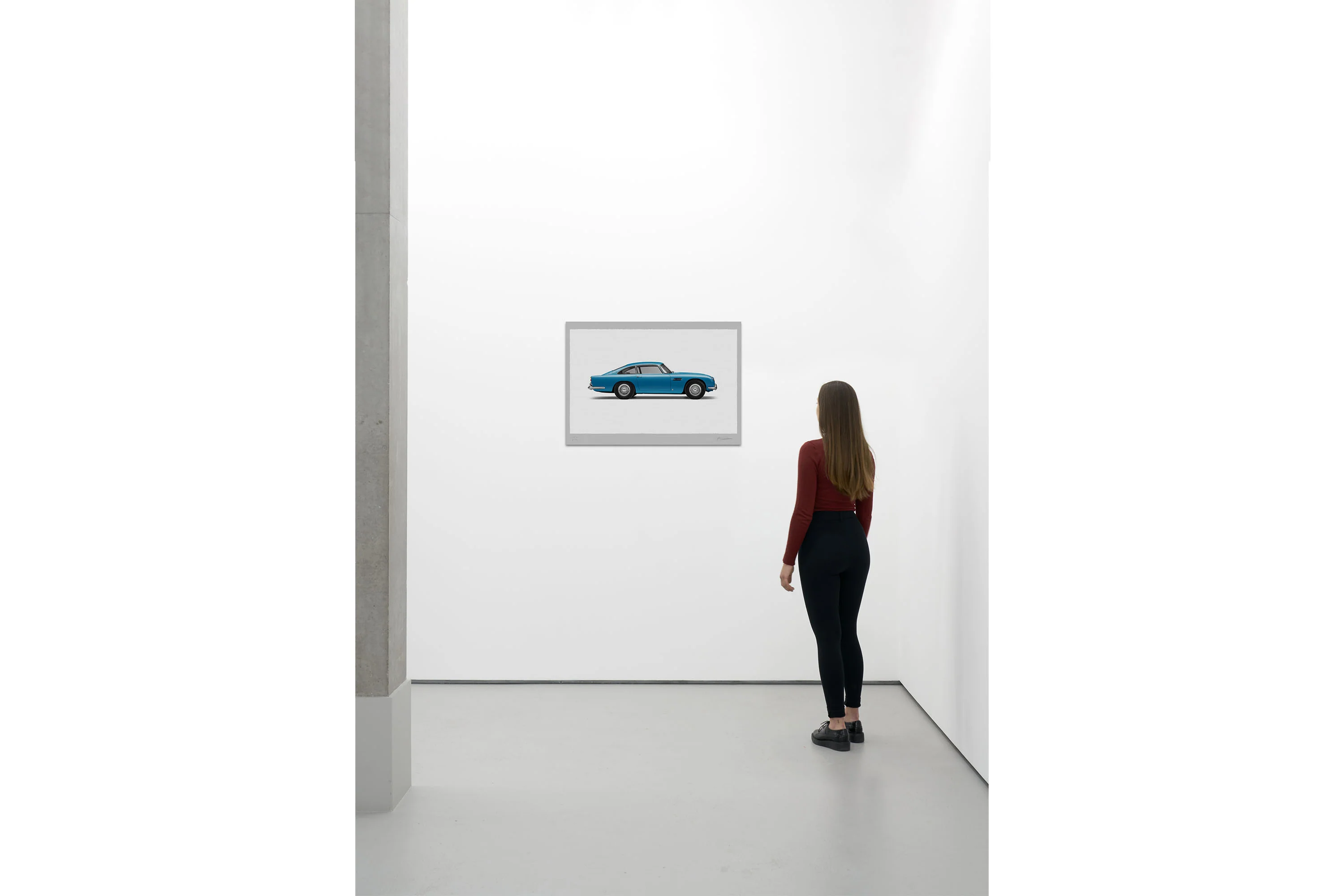 Aston Martin DB5 Vantage - 100cm Large Half Tone Flat Bed Print - Side View - Image 9