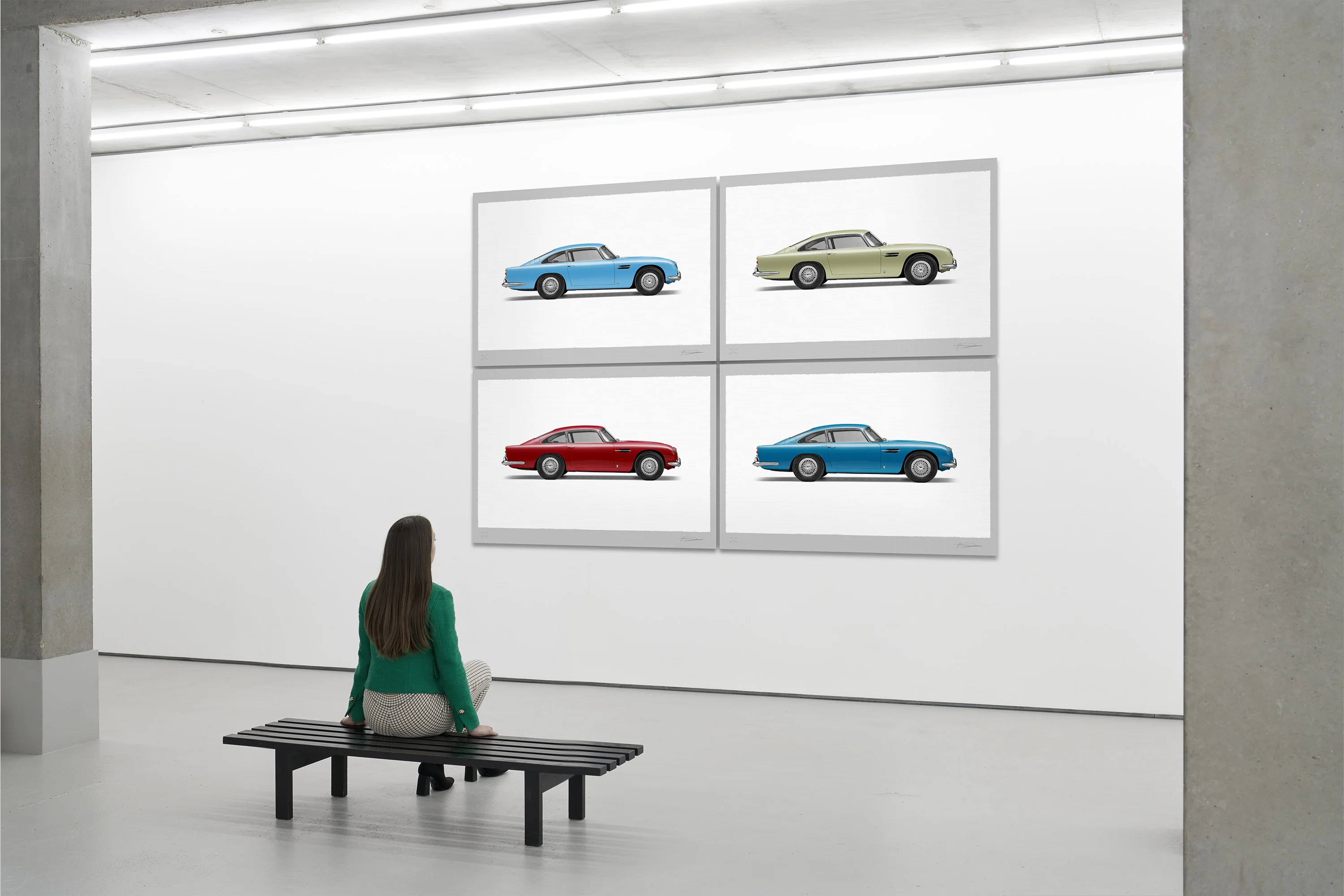 Aston Martin DB5 Vantage - 150cm Half Tone Flat Bed Print - Side View - Image 13