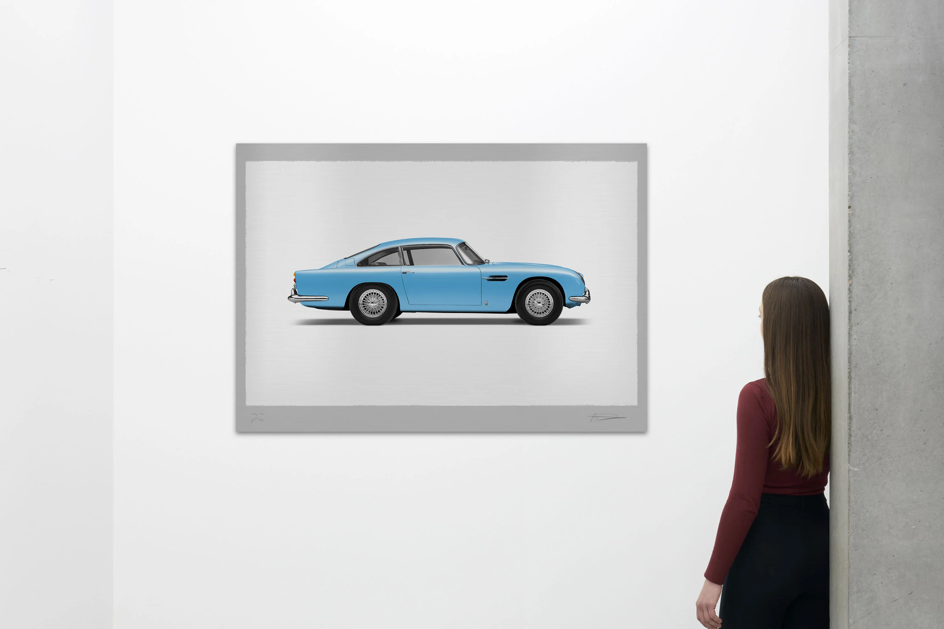 Aston Martin DB5 Vantage - 150cm Half Tone Flat Bed Print - Side View - Image 15