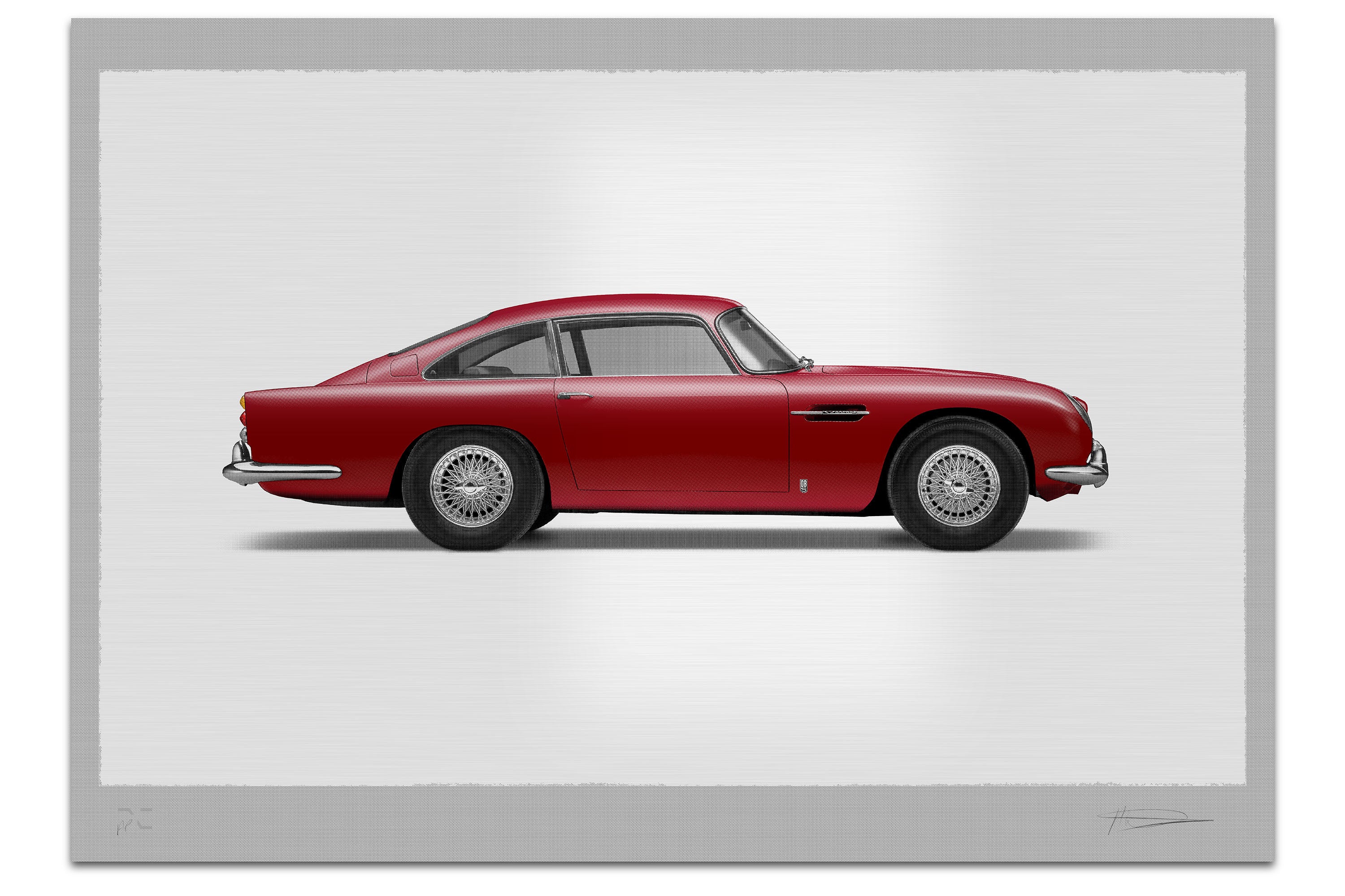Aston Martin DB5 Vantage - 150cm Half Tone Flat Bed Print - Side View - Image 6
