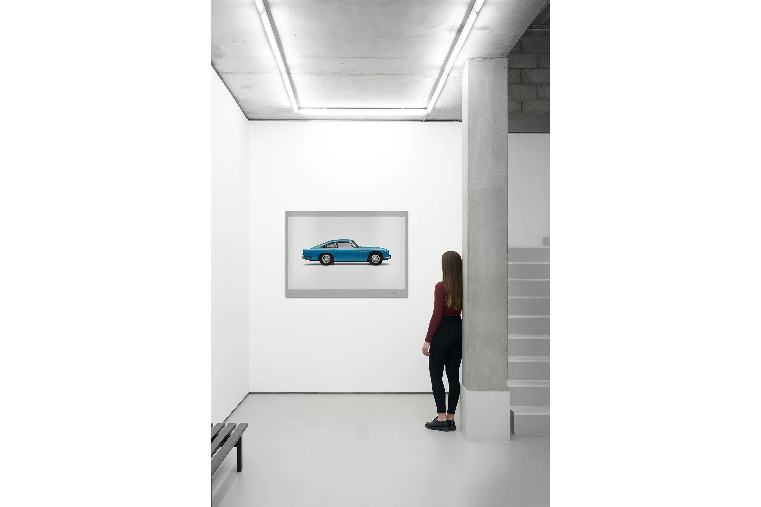 Aston Martin DB5 Vantage - 150cm Half Tone Flat Bed Print - Side View - Image 9