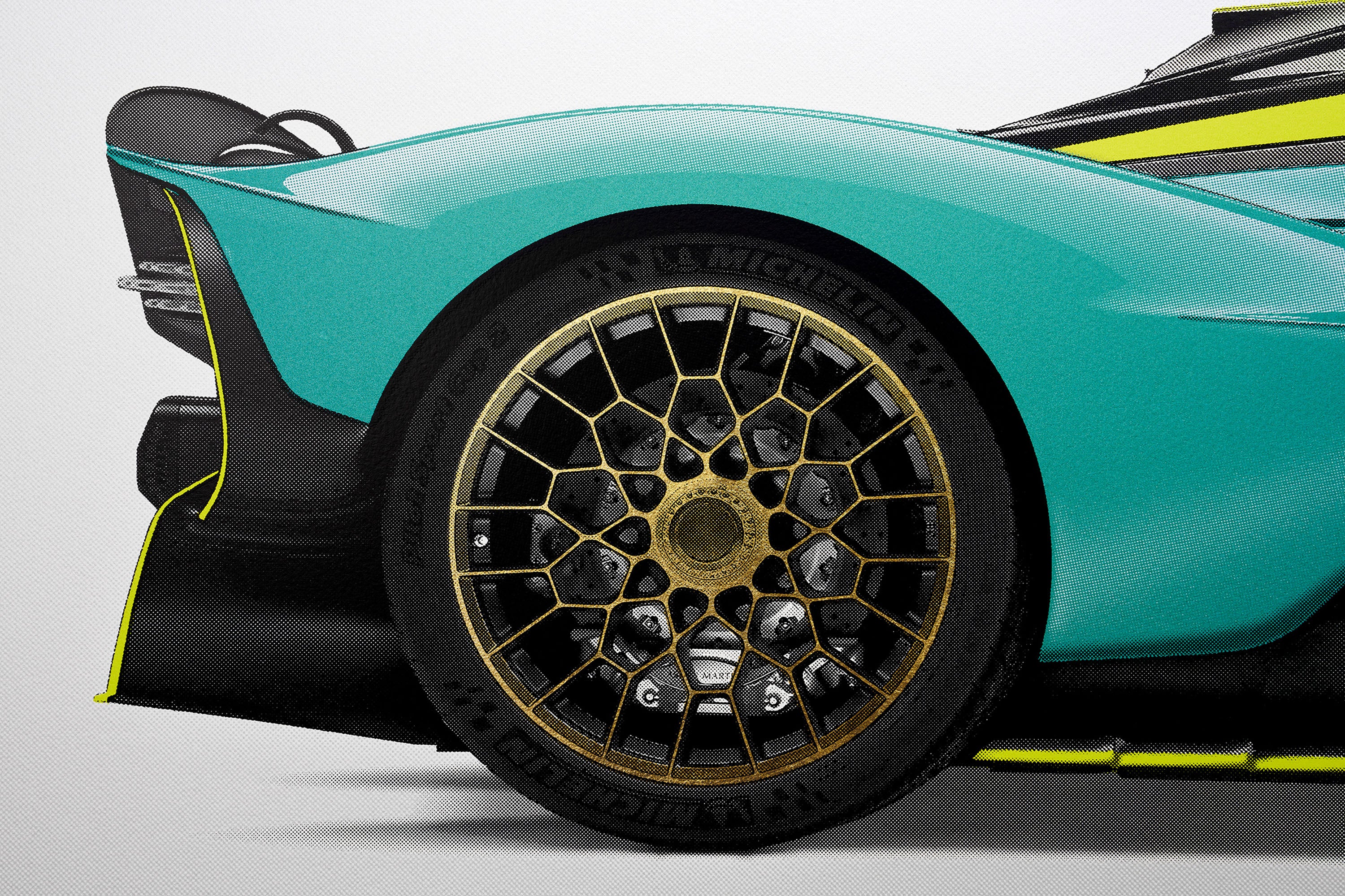 Aston Martin Valkyrie - Alan Thornton - Art Screen Print - Gold Edition - Image 5