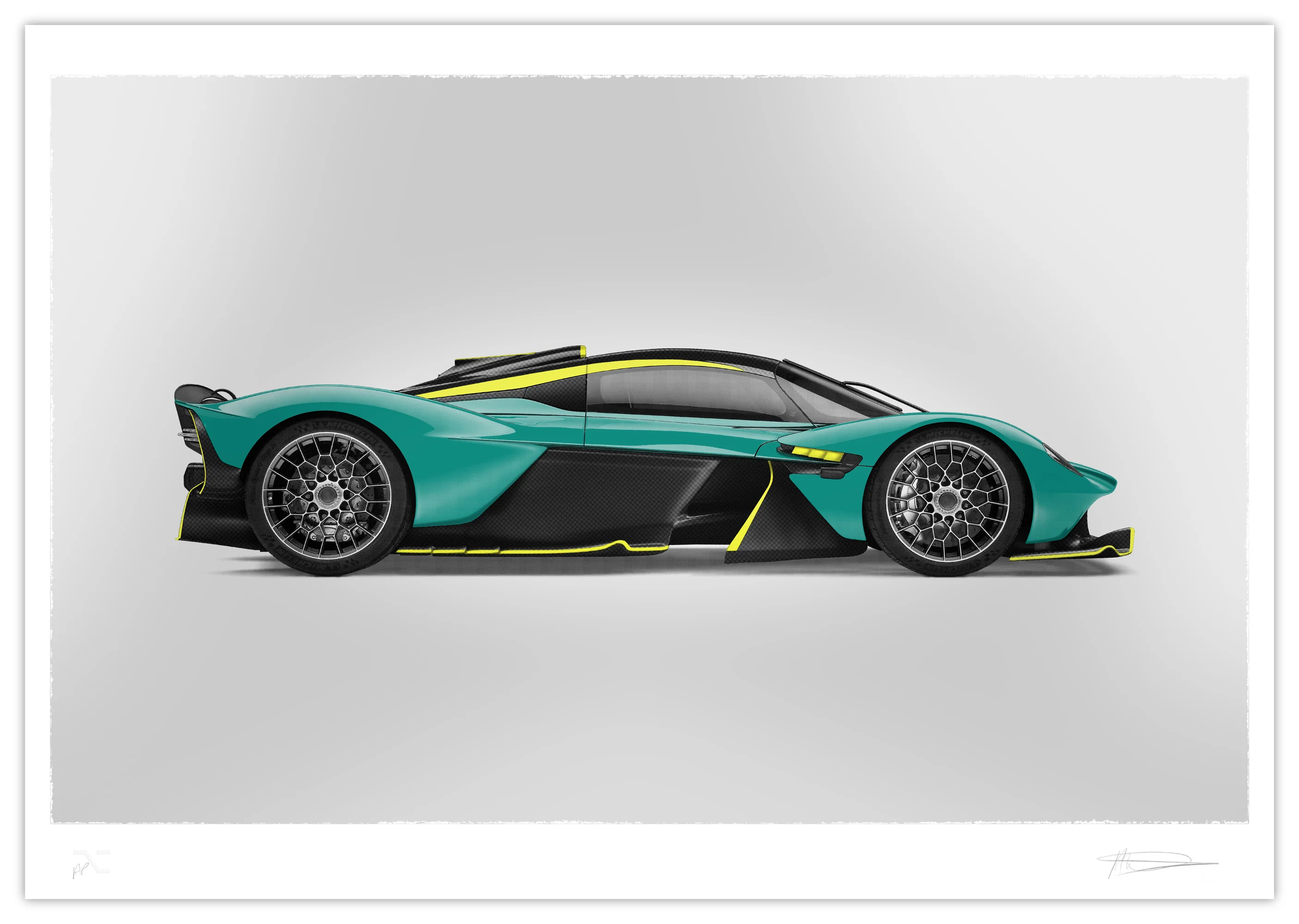 Aston Martin Valkyrie - Alan Thornton - Art Screen Print - Side View - Image 4