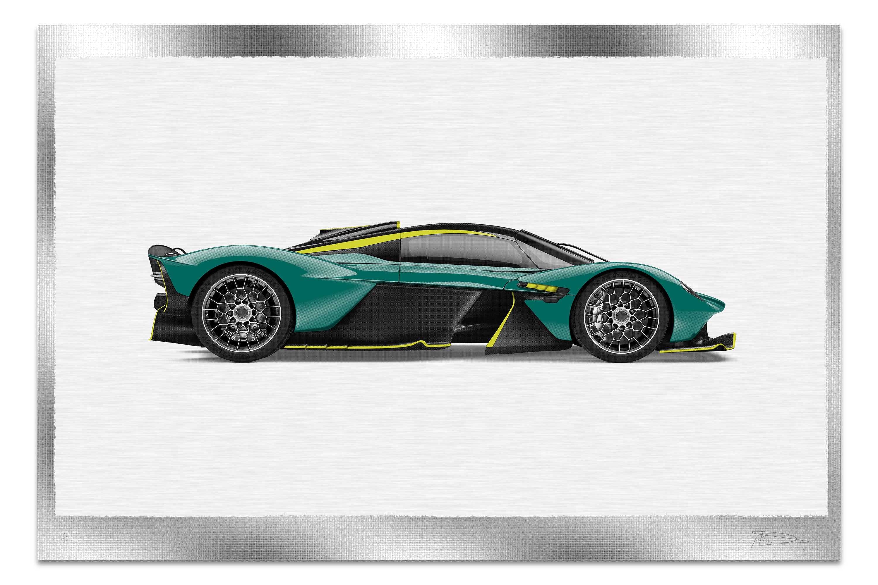 Aston Martin Valkyrie - 150cm Half Tone Flat Bed Print - Side View - Image 4