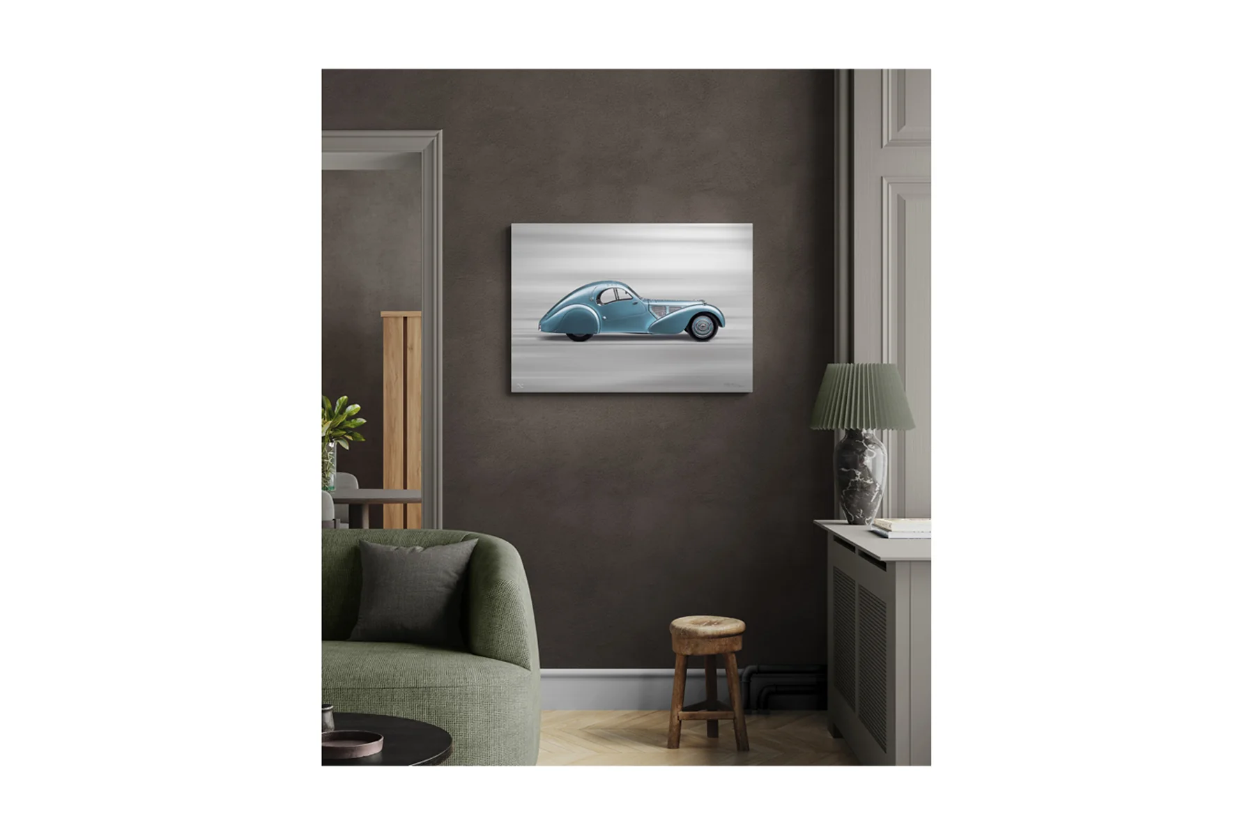BUGATTI Type 57SC Atlantic - 85cm Half Tone Flat Bed Print - Side View - Image 3