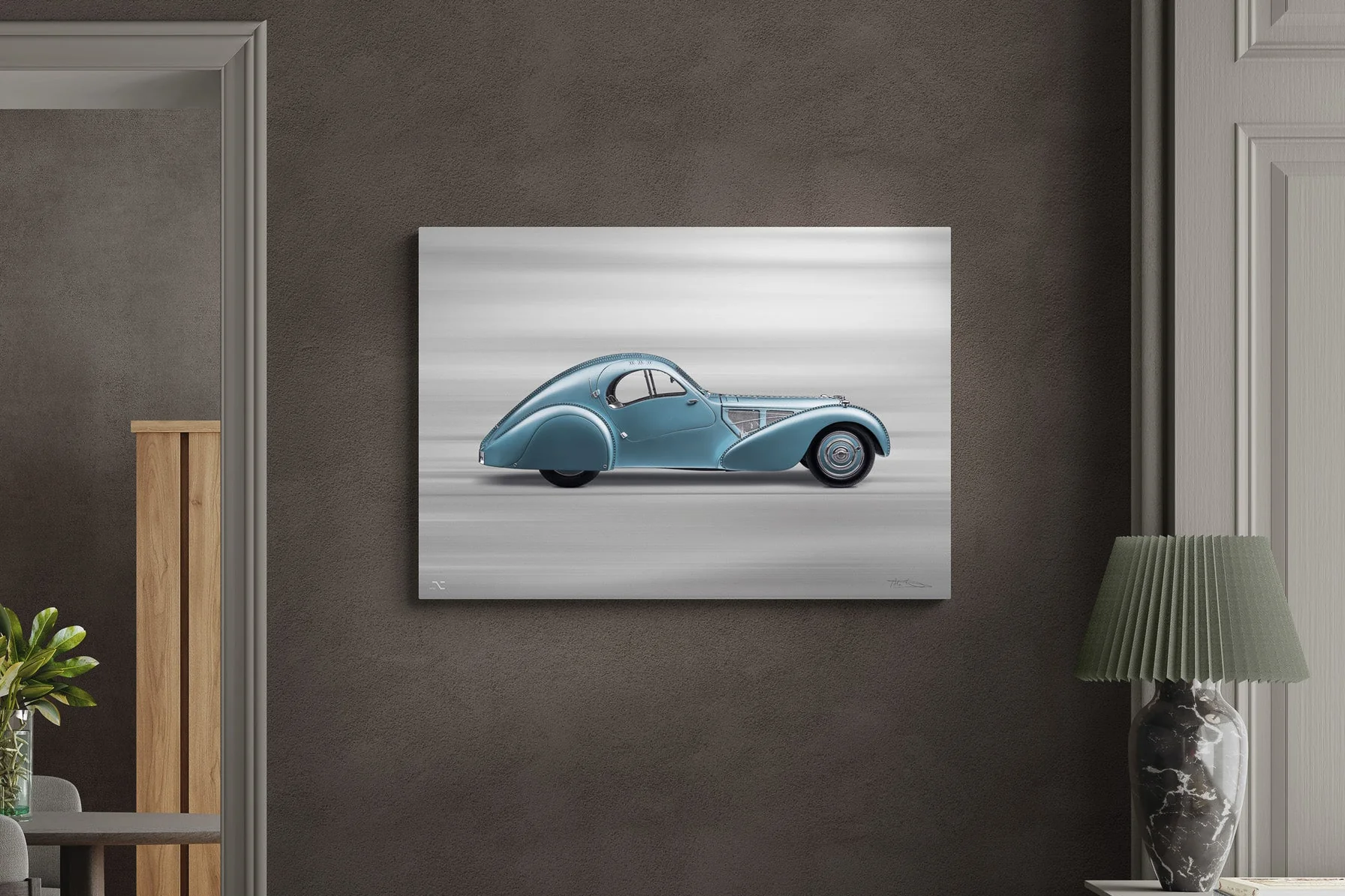 BUGATTI Type 57SC Atlantic - 85cm Half Tone Flat Bed Print - Side View - Image 4