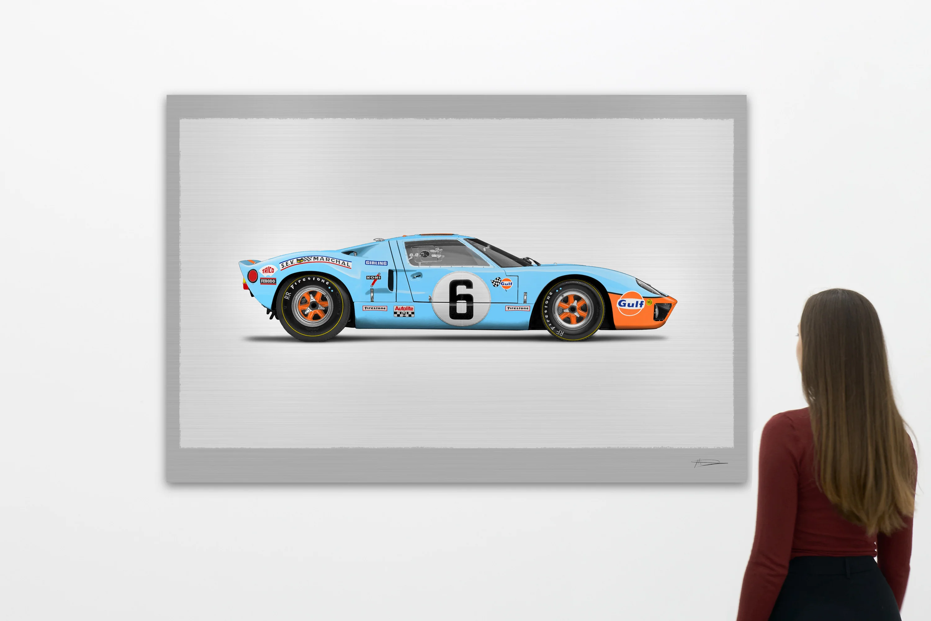 Ford GT40  - 150cm Half Tone Flat Bed Print - Side View - Image 3