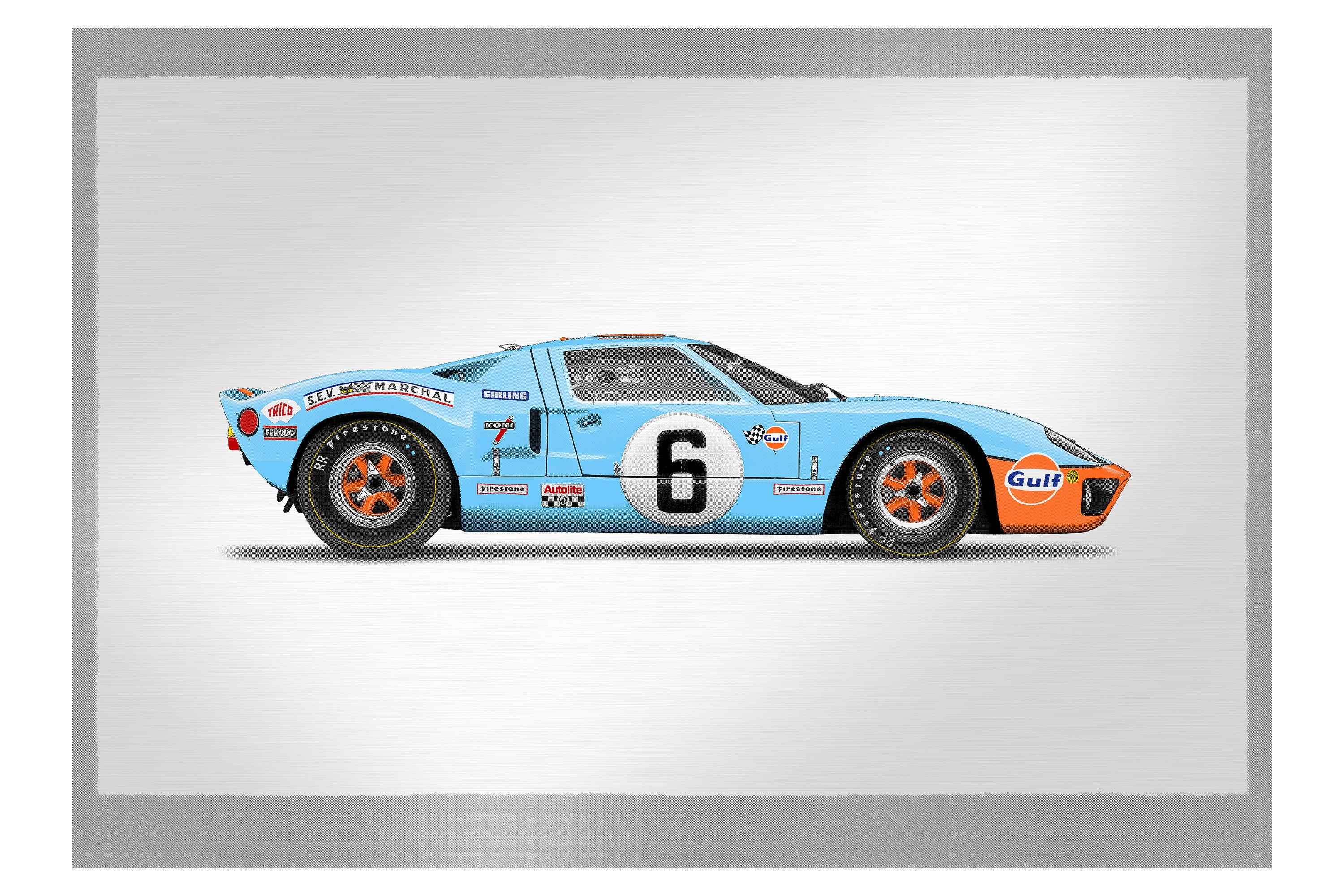Ford GT40  - 150cm Half Tone Flat Bed Print - Side View - Image 4