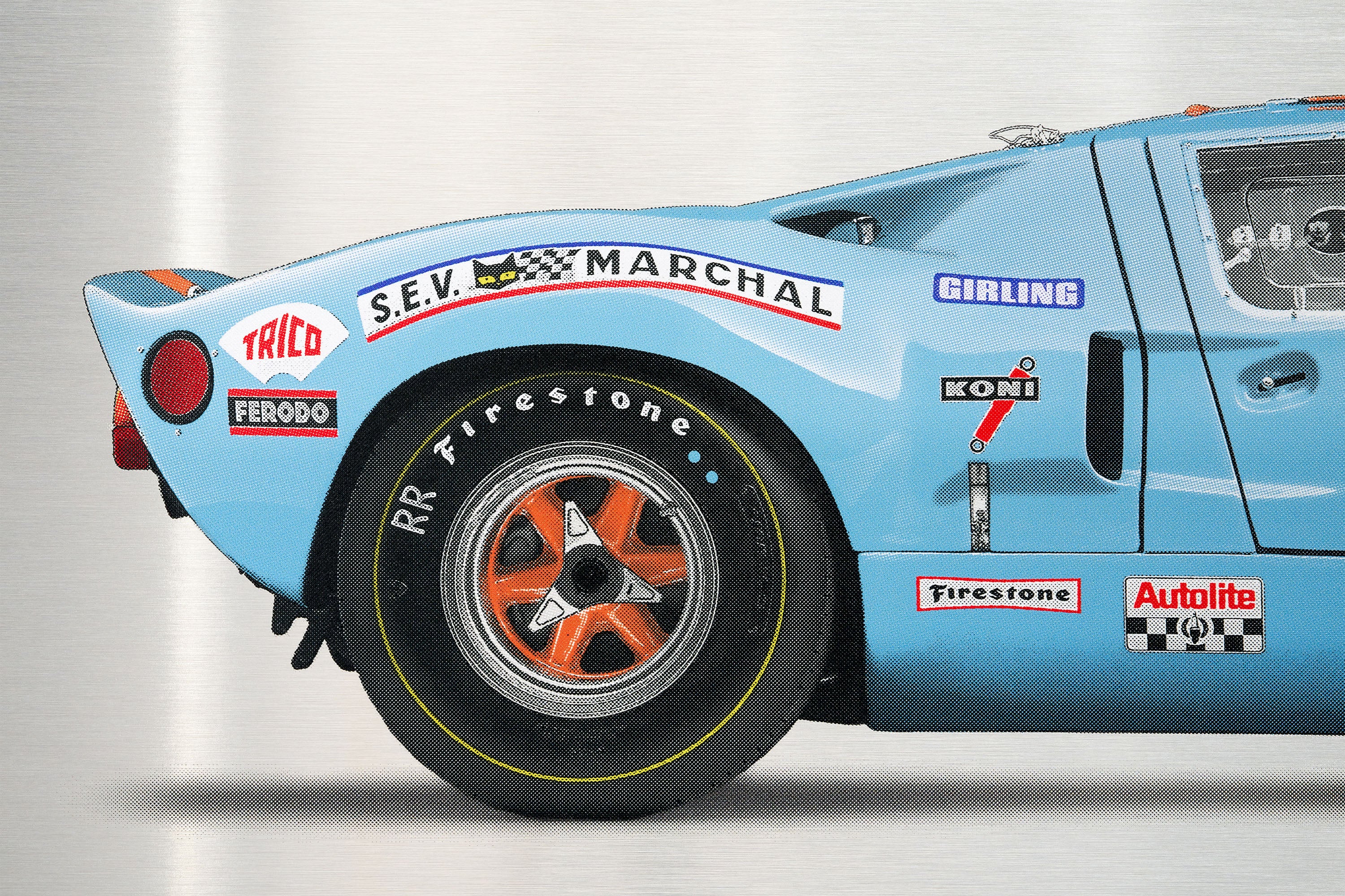 Ford GT40  - 150cm Half Tone Flat Bed Print - Side View - Image 6