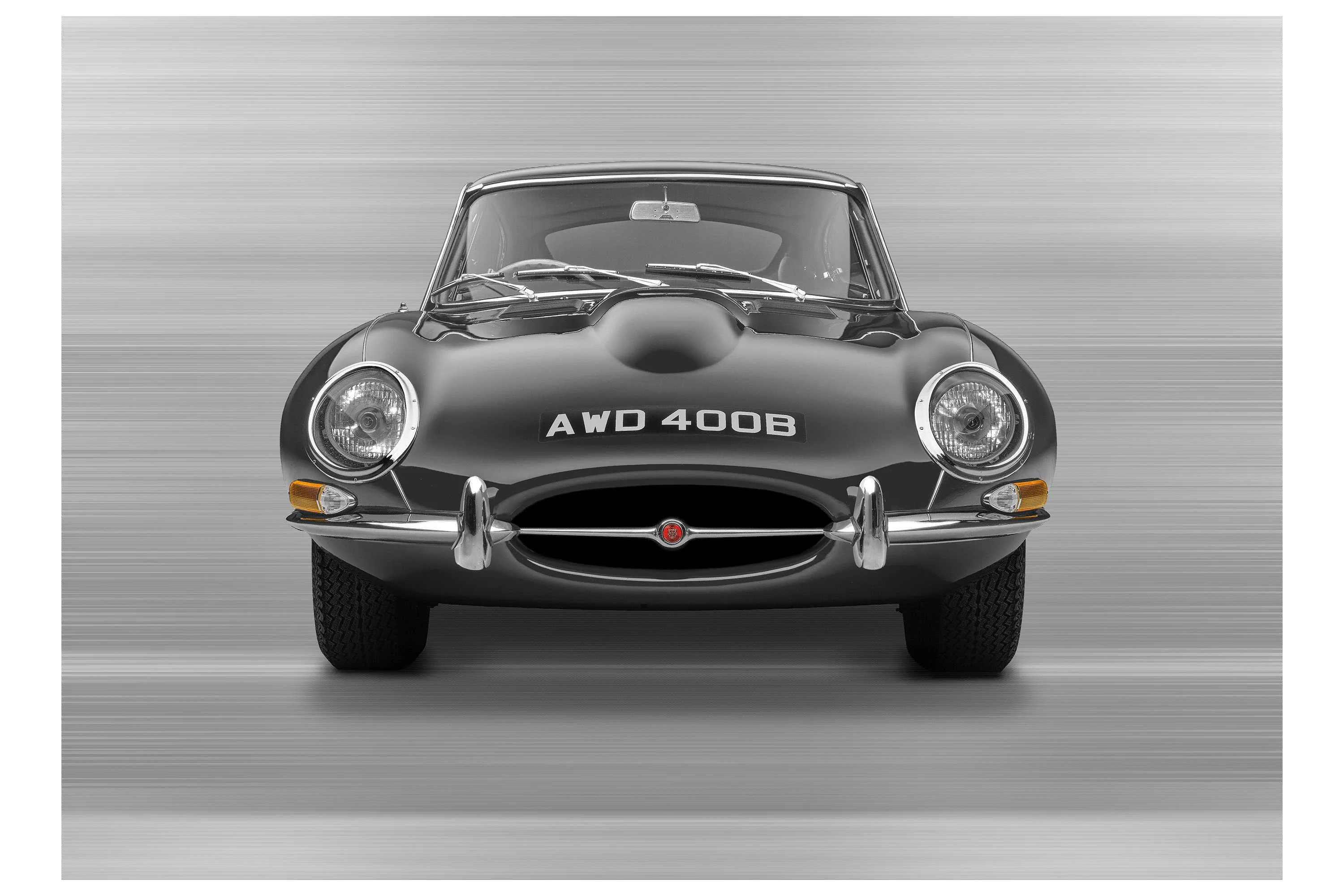 Jaguar E-type Series 1 Coupe - 85cm Half Tone Flat Bed Print - Front View