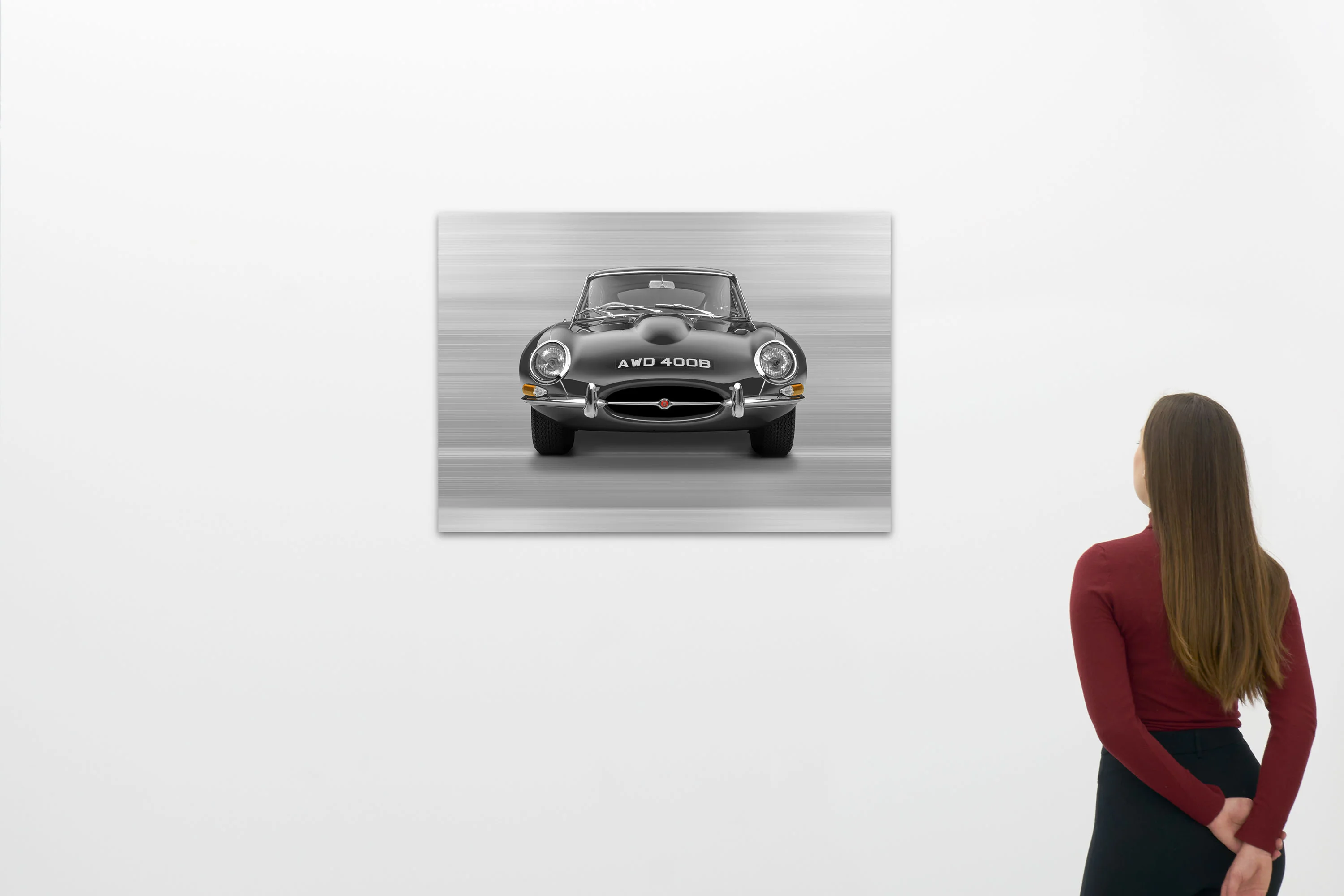 Jaguar E-type Series 1 Coupe - 85cm Half Tone Flat Bed Print - Front View - Image 3