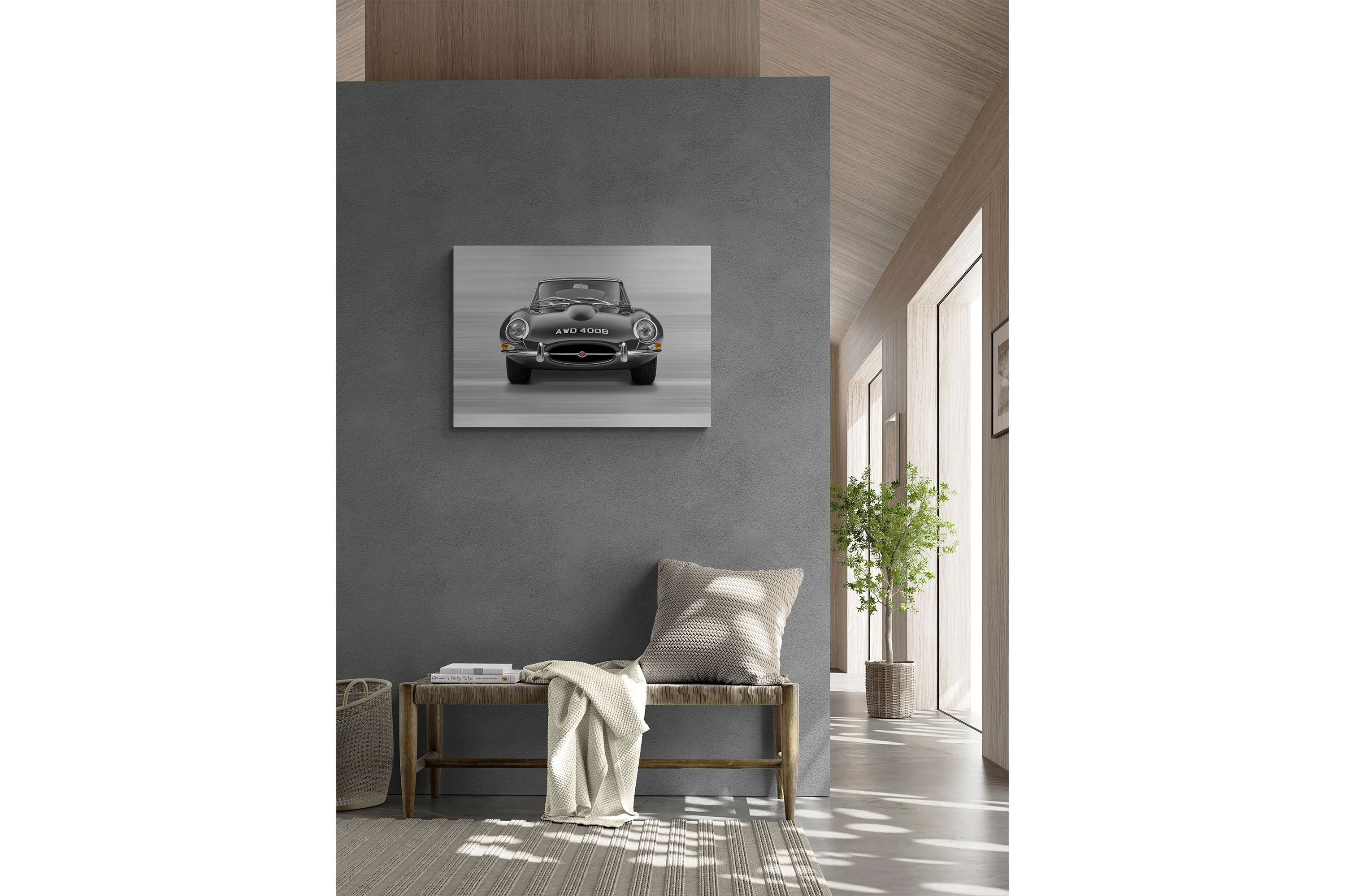 Jaguar E-type Series 1 Coupe - 85cm Half Tone Flat Bed Print - Front View - Image 5