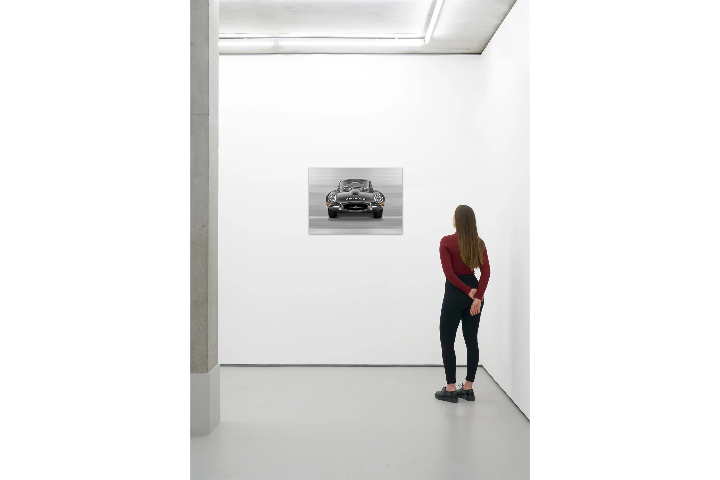 Jaguar E-type Series 1 Coupe - 85cm Half Tone Flat Bed Print - Front View - Image 6