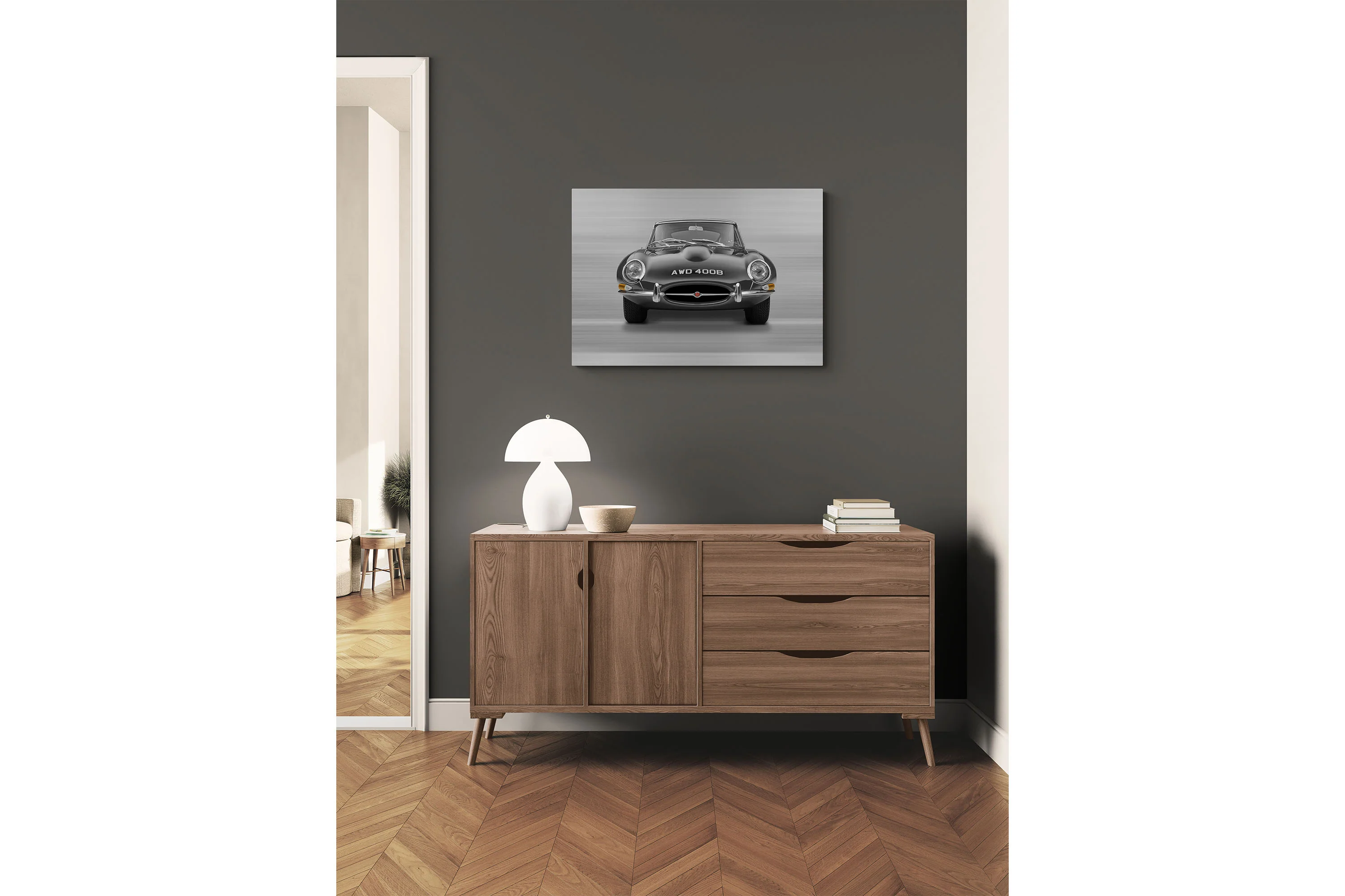 Jaguar E-type Series 1 Coupe - 85cm Half Tone Flat Bed Print - Front View - Image 7
