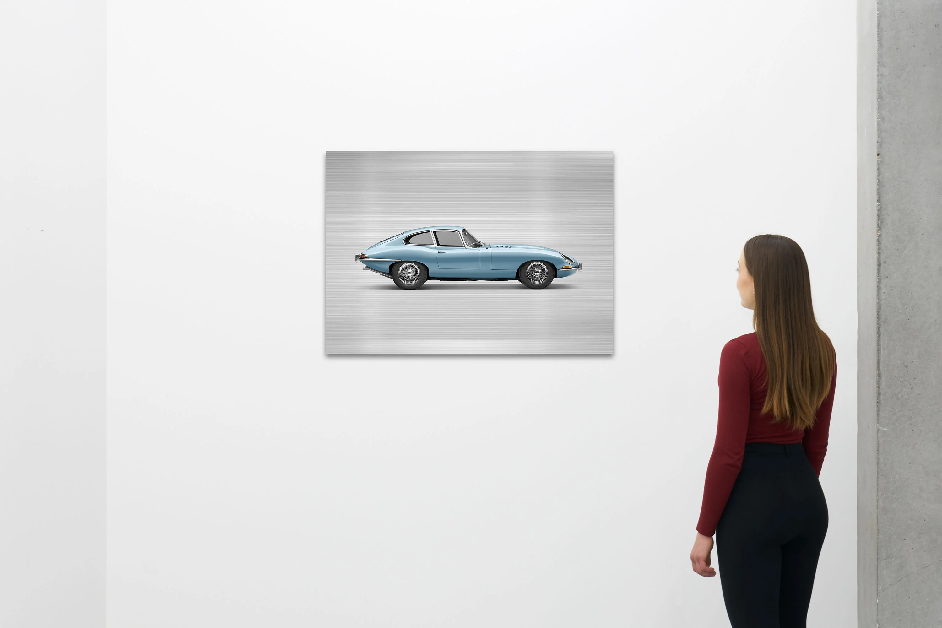 Jaguar E-type Series 1 Coupe - 85cm Half Tone Flat Bed Print - Side View - Image 3