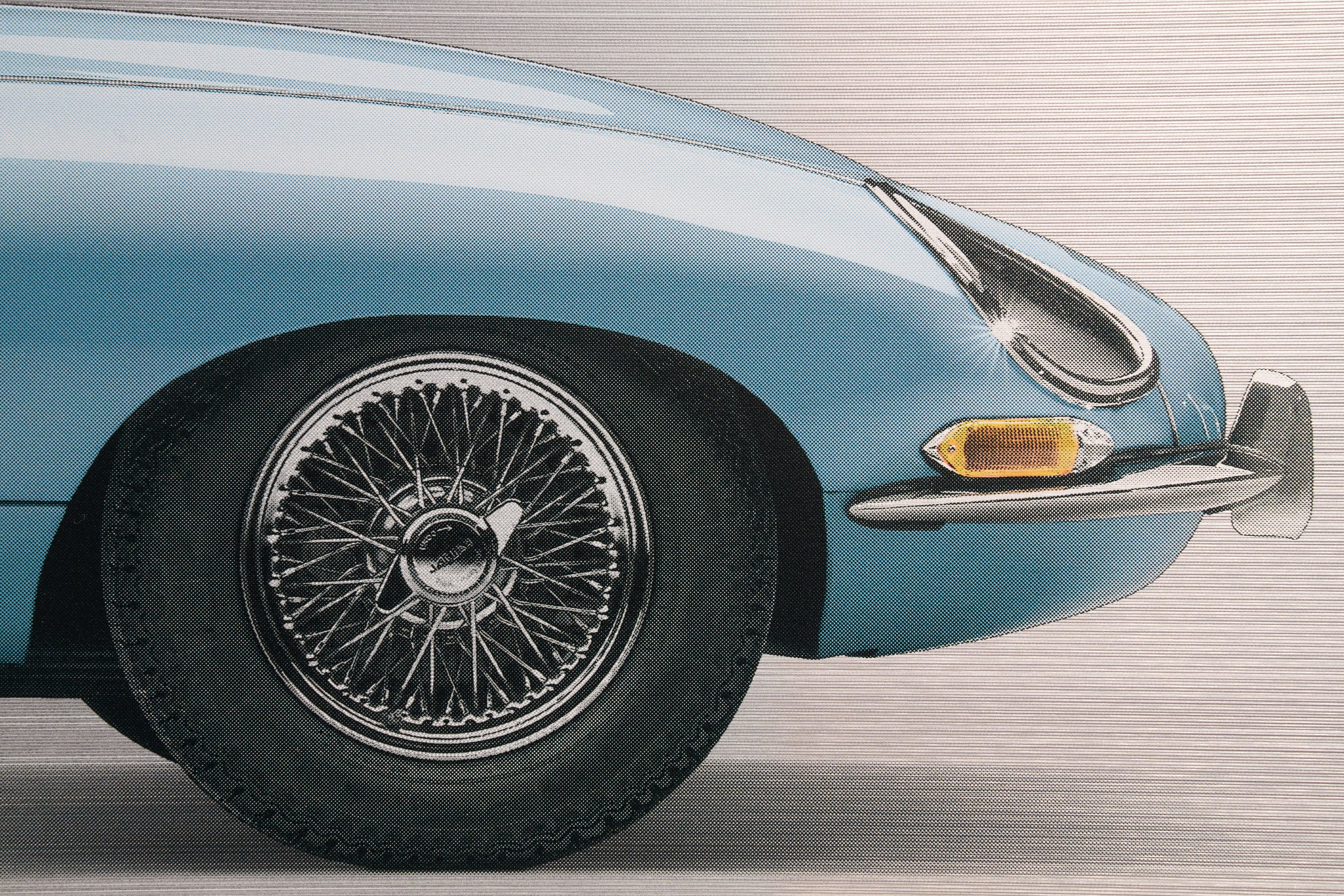 Jaguar E-type Series 1 Coupe - 85cm Half Tone Flat Bed Print - Side View - Image 4