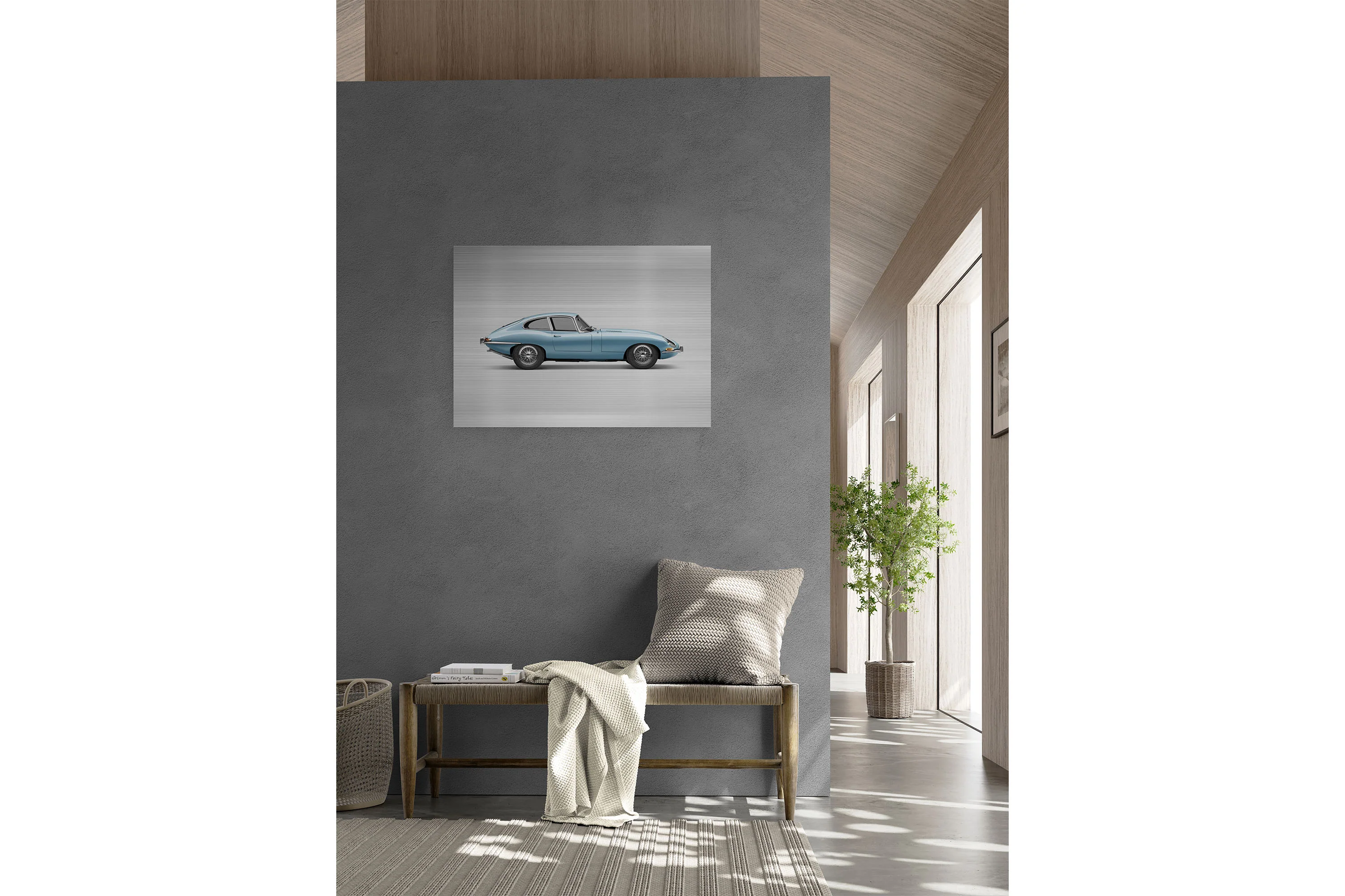Jaguar E-type Series 1 Coupe - 85cm Half Tone Flat Bed Print - Side View - Image 5