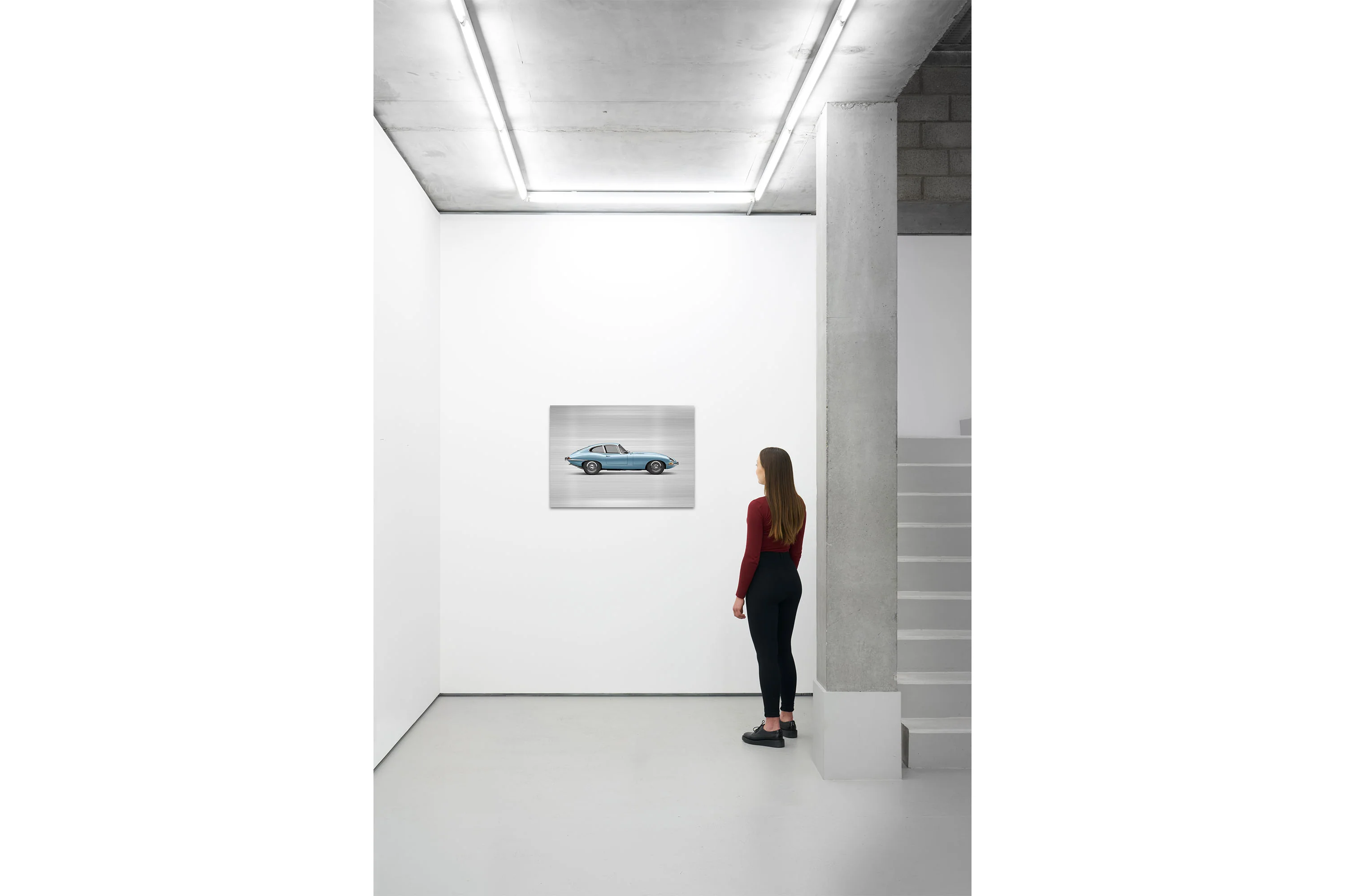 Jaguar E-type Series 1 Coupe - 85cm Half Tone Flat Bed Print - Side View - Image 6