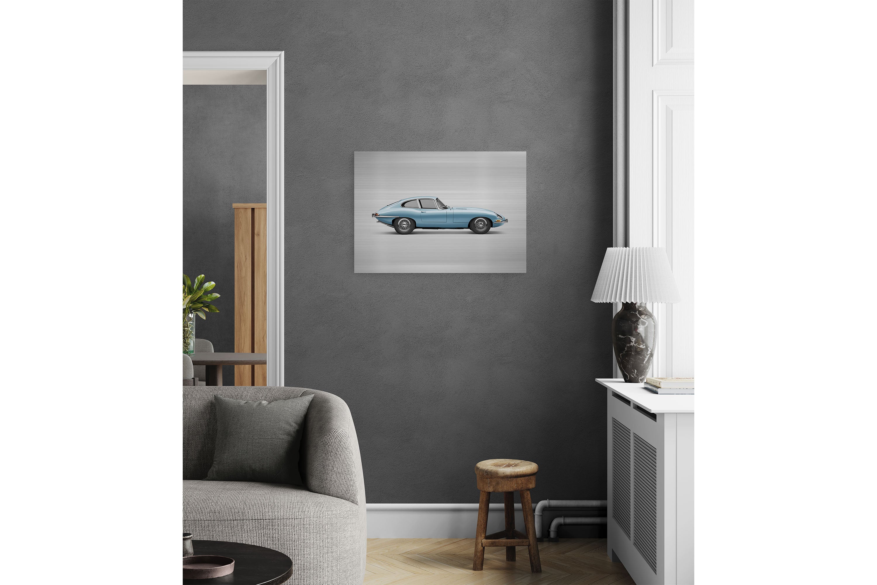 Jaguar E-type Series 1 Coupe - 85cm Half Tone Flat Bed Print - Side View - Image 7