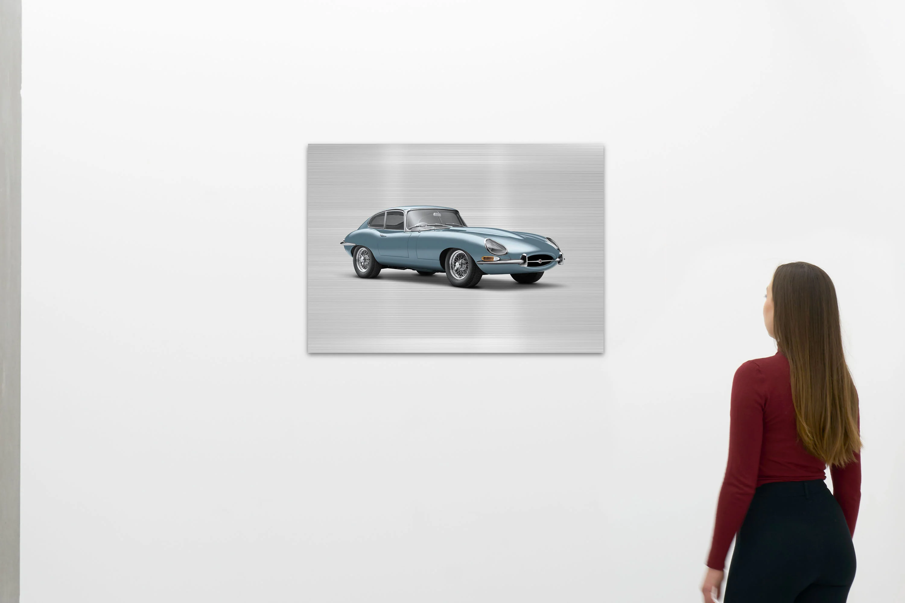 Jaguar E-type Series 1 Coupe - 85cm Half Tone Flat Bed Print - Three Quarter View - Image 3
