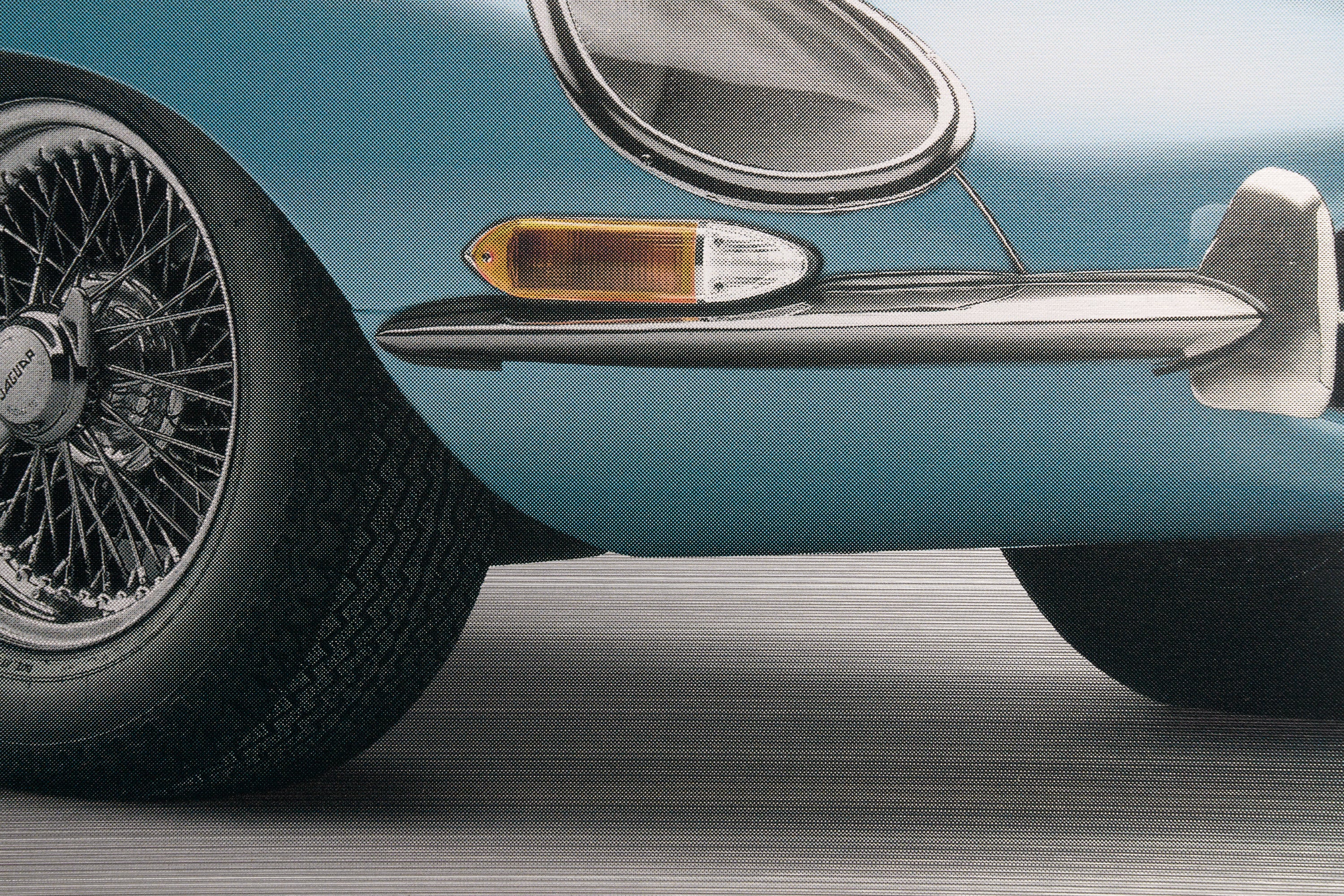 Jaguar E-type Series 1 Coupe - 85cm Half Tone Flat Bed Print - Three Quarter View - Image 4