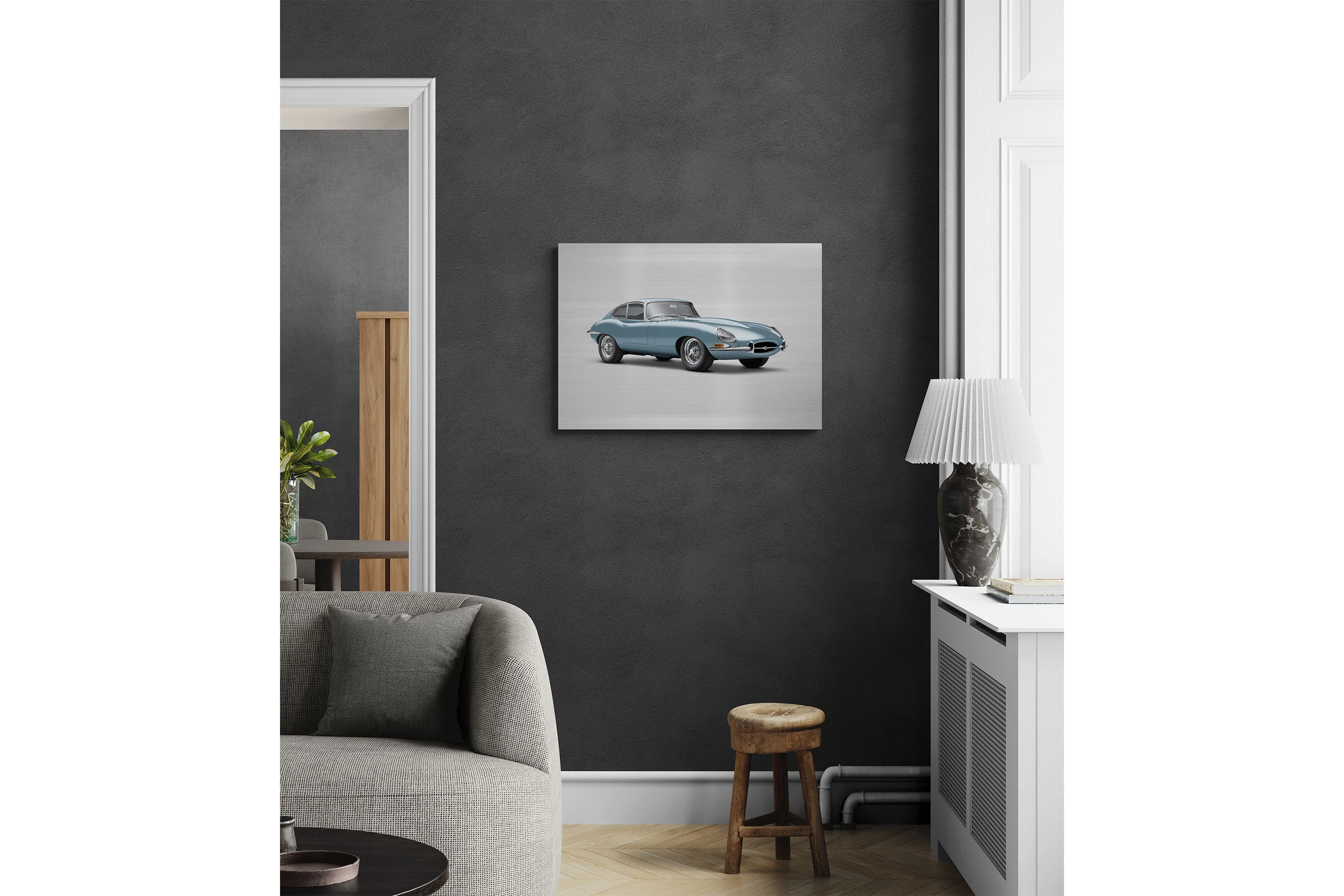 Jaguar E-type Series 1 Coupe - 85cm Half Tone Flat Bed Print - Three Quarter View - Image 5