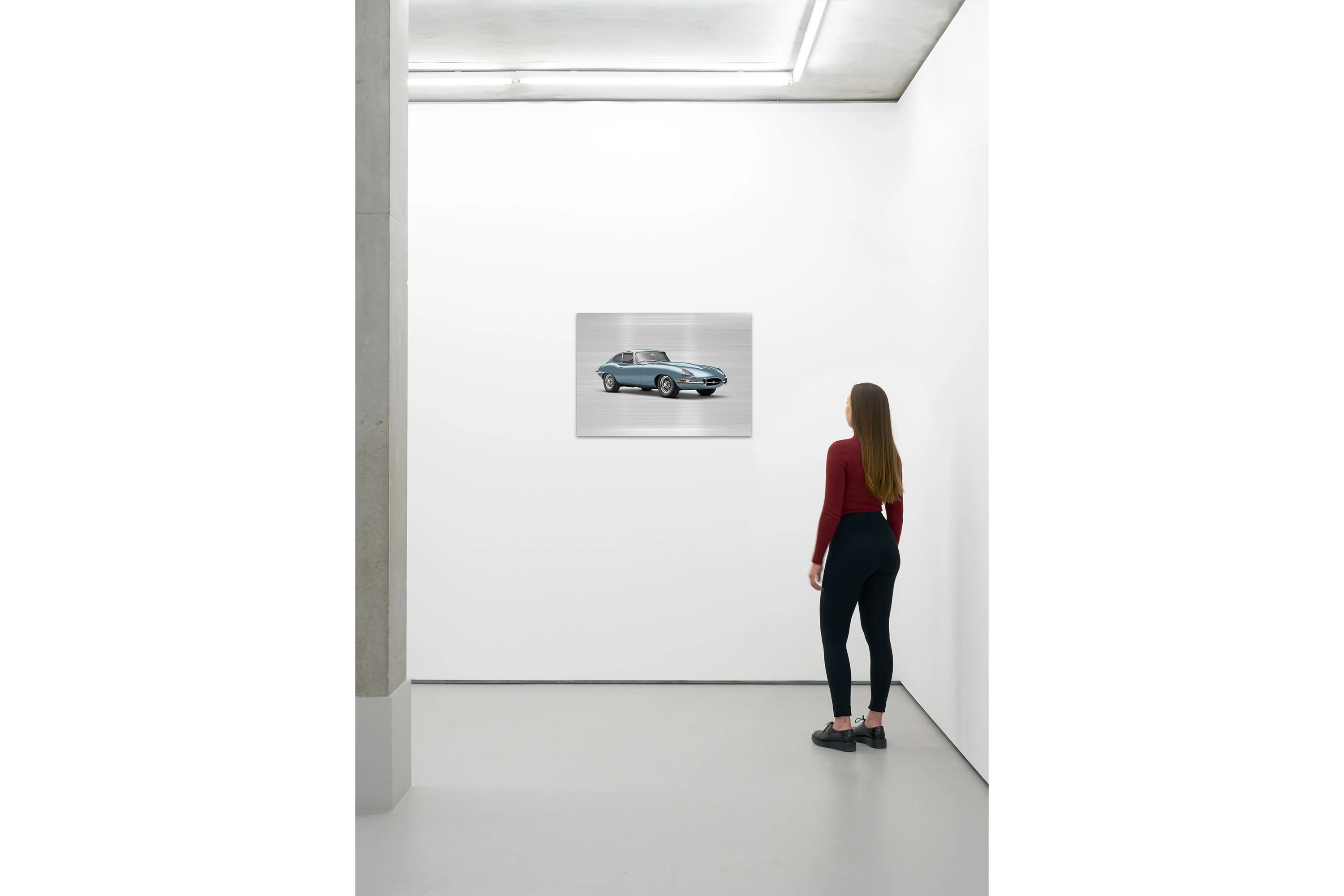 Jaguar E-type Series 1 Coupe - 85cm Half Tone Flat Bed Print - Three Quarter View - Image 6