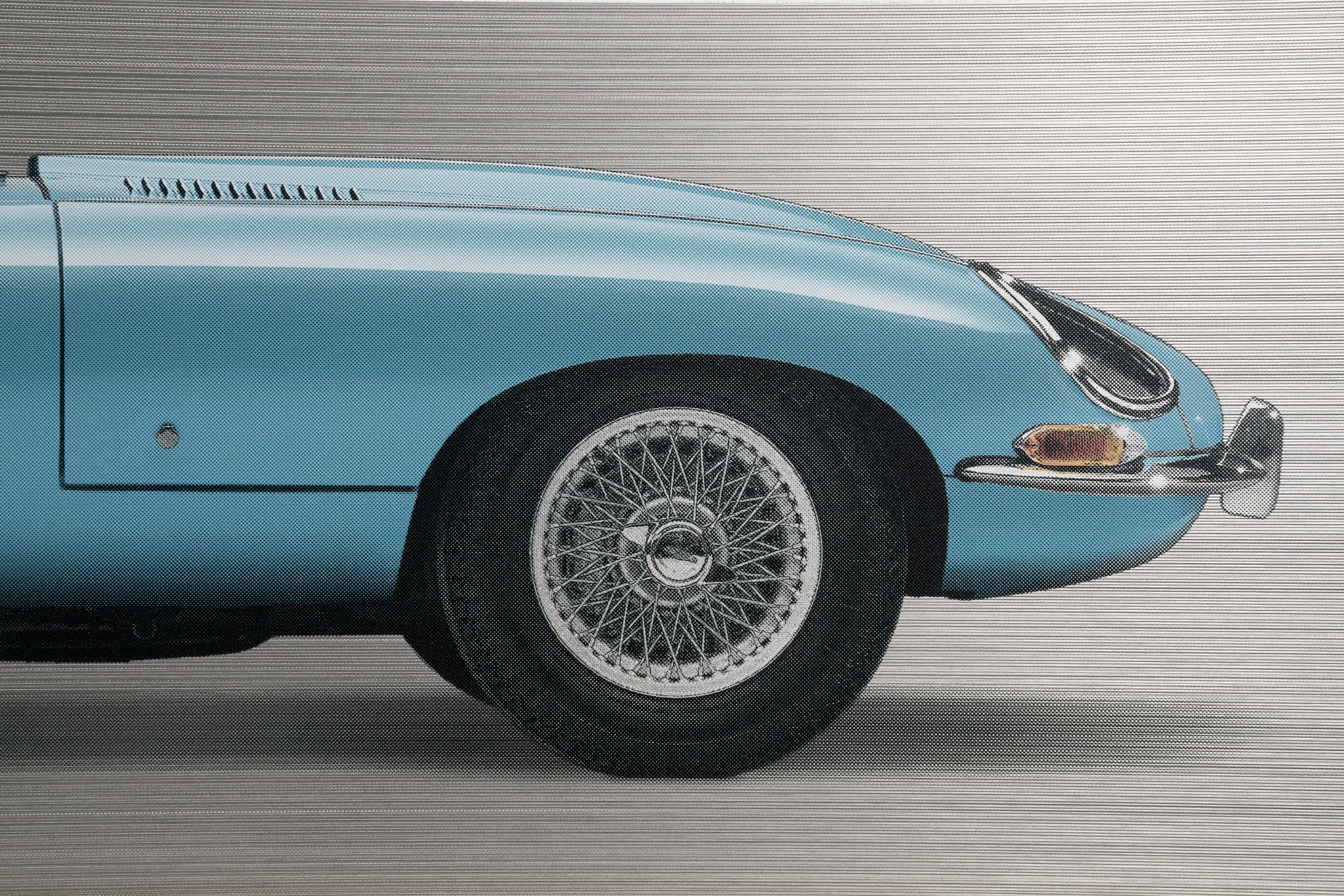 Jaguar E-type Series 1 Roadster - 85cm Half Tone Flat Bed Print - Side View - Image 4