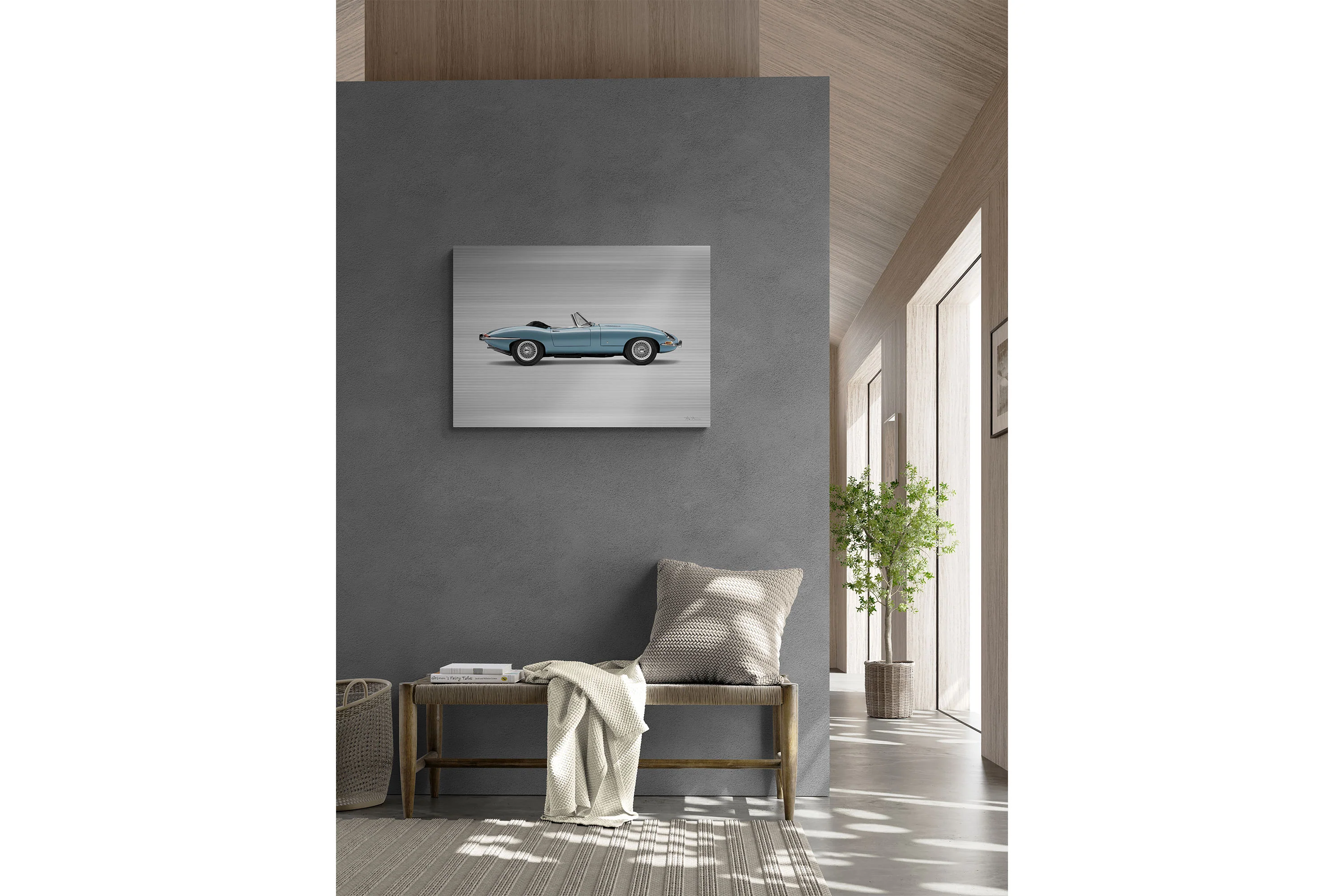 Jaguar E-type Series 1 Roadster - 85cm Half Tone Flat Bed Print - Side View - Image 7