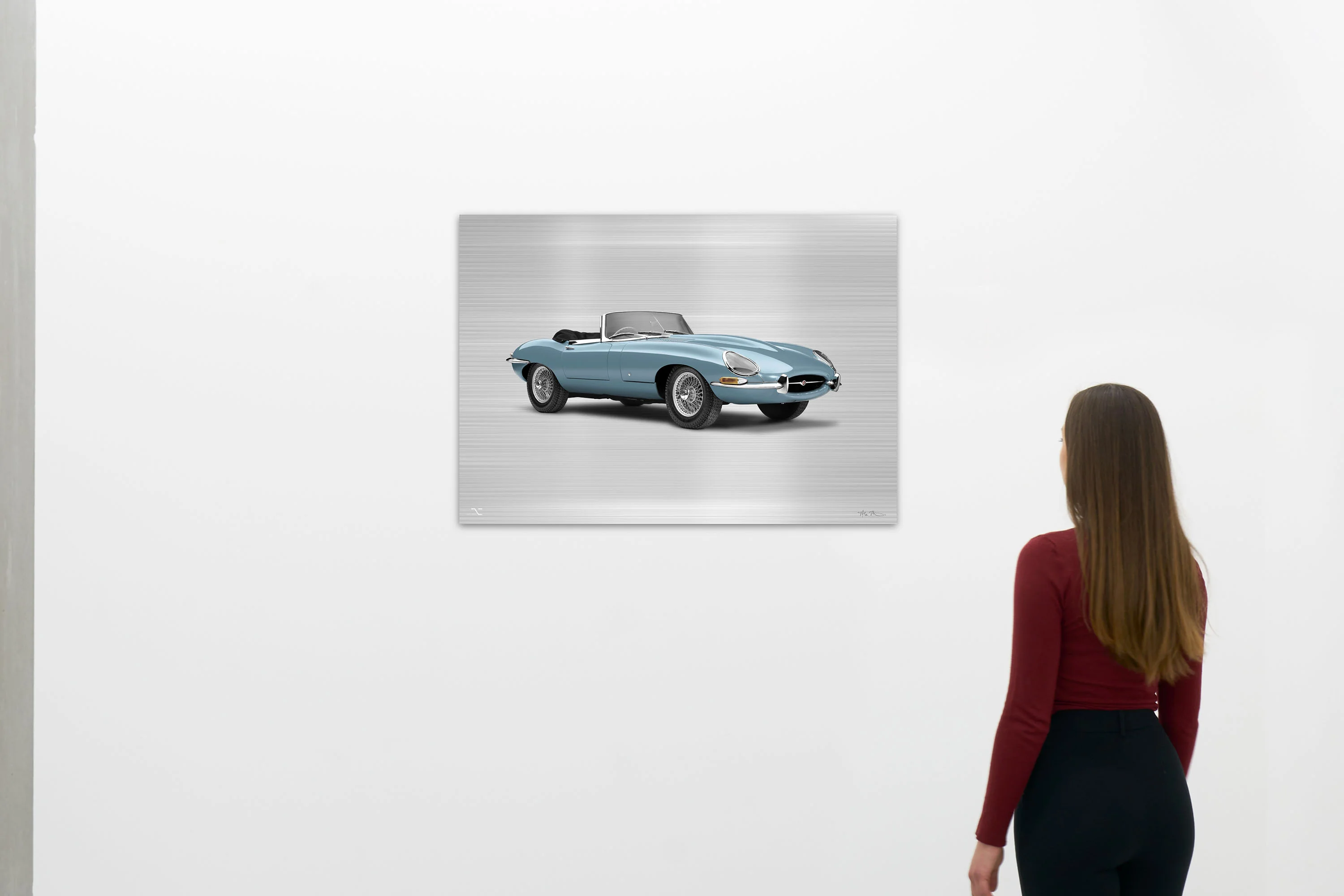 Jaguar E-type Series 1 Roadster - 85cm Half Tone Flat Bed Print - Three Quarter View - Image 3