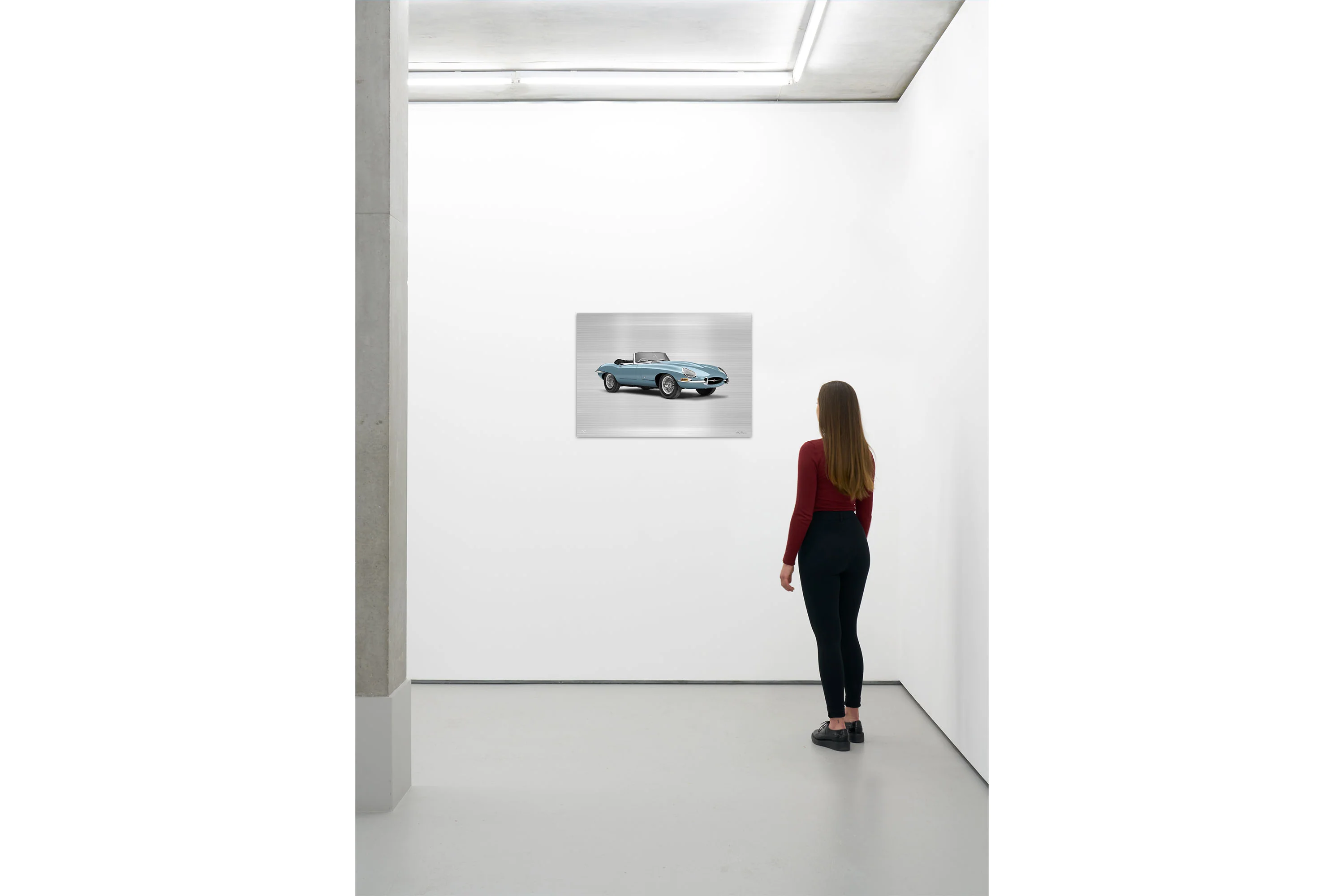 Jaguar E-type Series 1 Roadster - 85cm Half Tone Flat Bed Print - Three Quarter View - Image 6