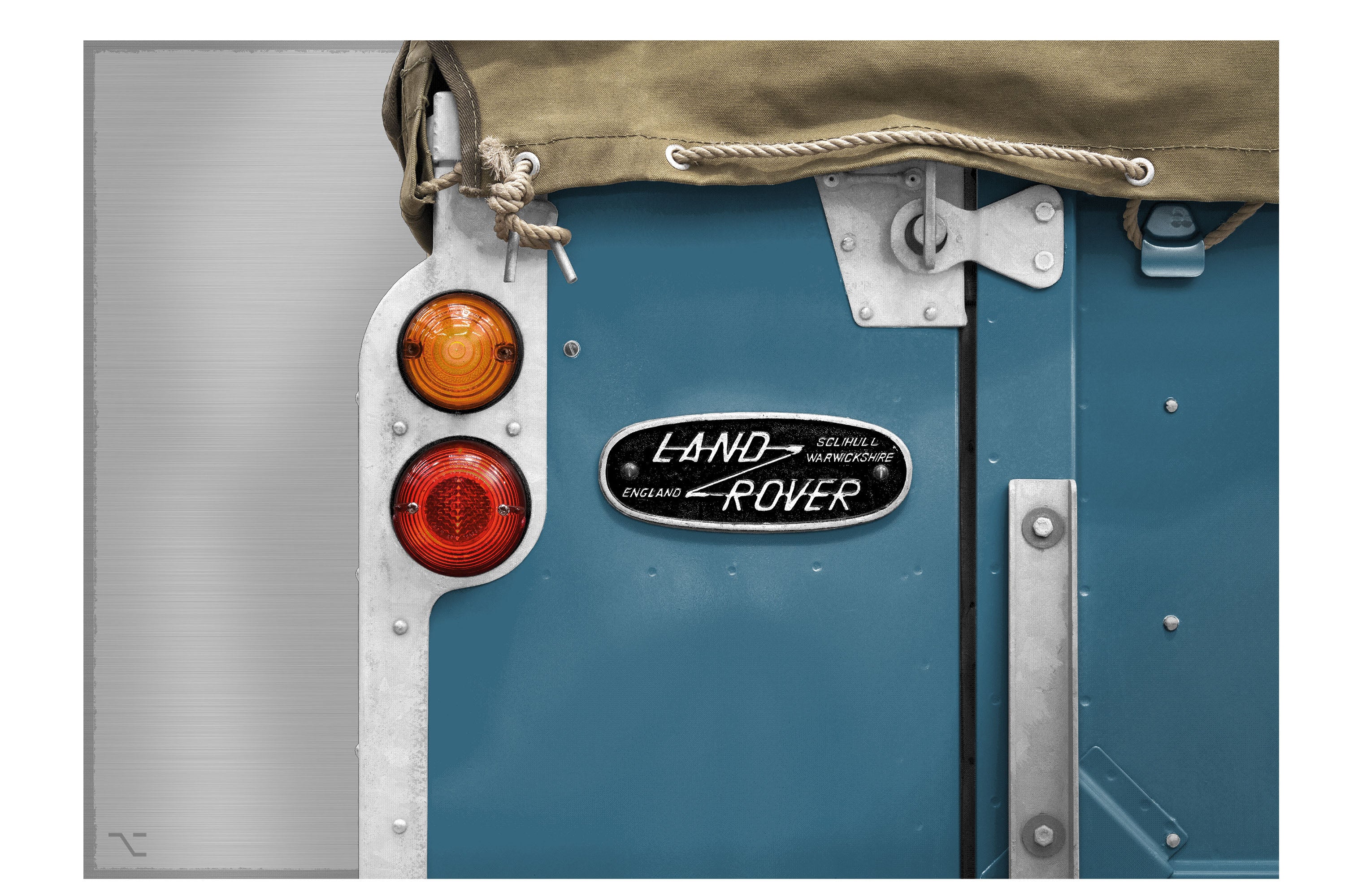 Land Rover Series 2a - 60cm Half Tone Flat Bed Print - Rear Light Detail