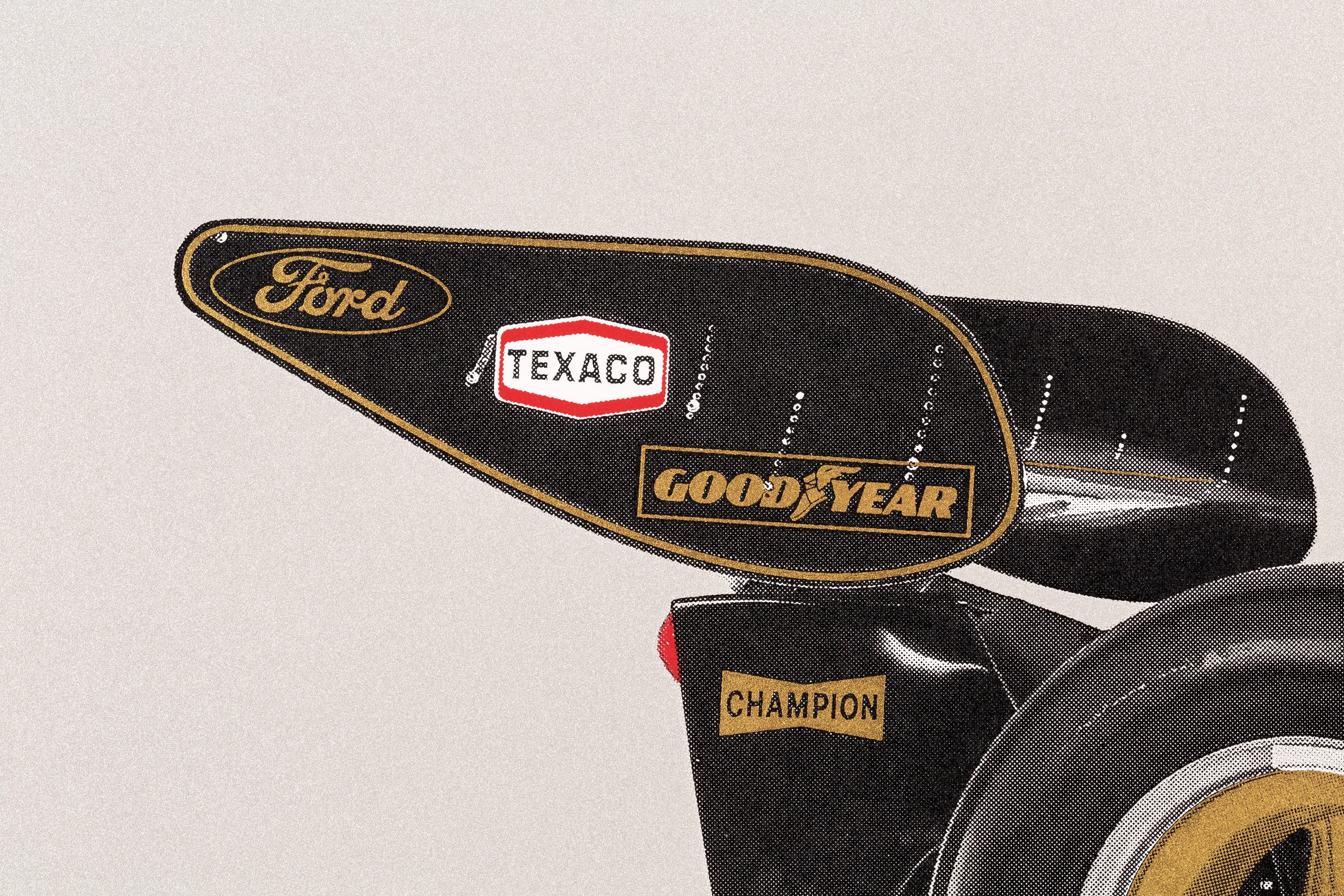 Lotus 72D - Art Screen Print - Emerson Fittipaldi Signed - Gold Leaf Edition of 50 - Image 12