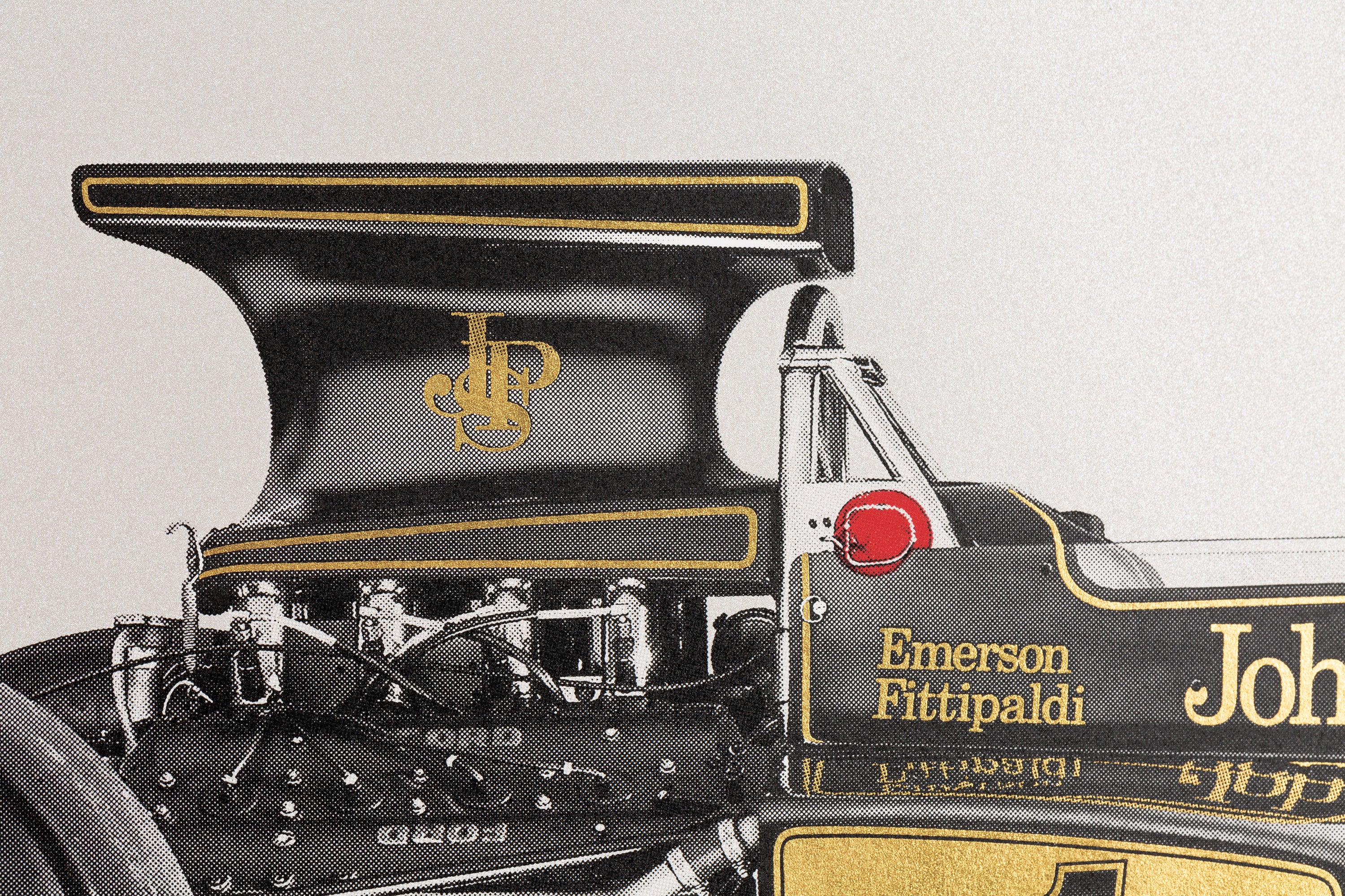 Lotus 72D - Art Screen Print - Emerson Fittipaldi Signed - Gold Leaf Edition of 50 - Image 15